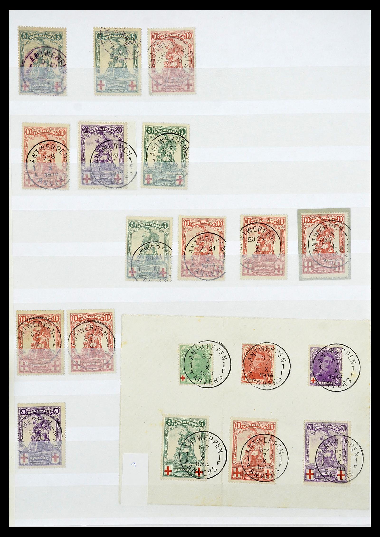 34632 042 - Stamp Collection 34632 Belgium cancels 1914-1915.
