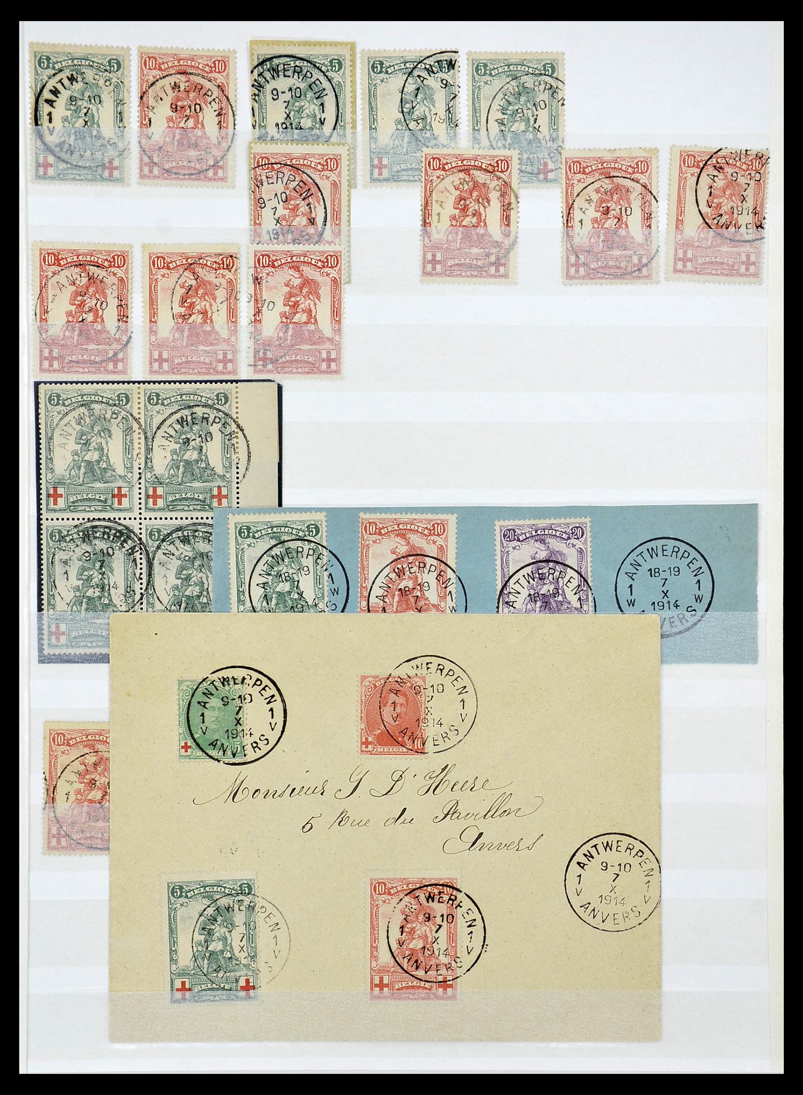 34632 043 - Stamp Collection 34632 Belgium cancels 1914-1915.