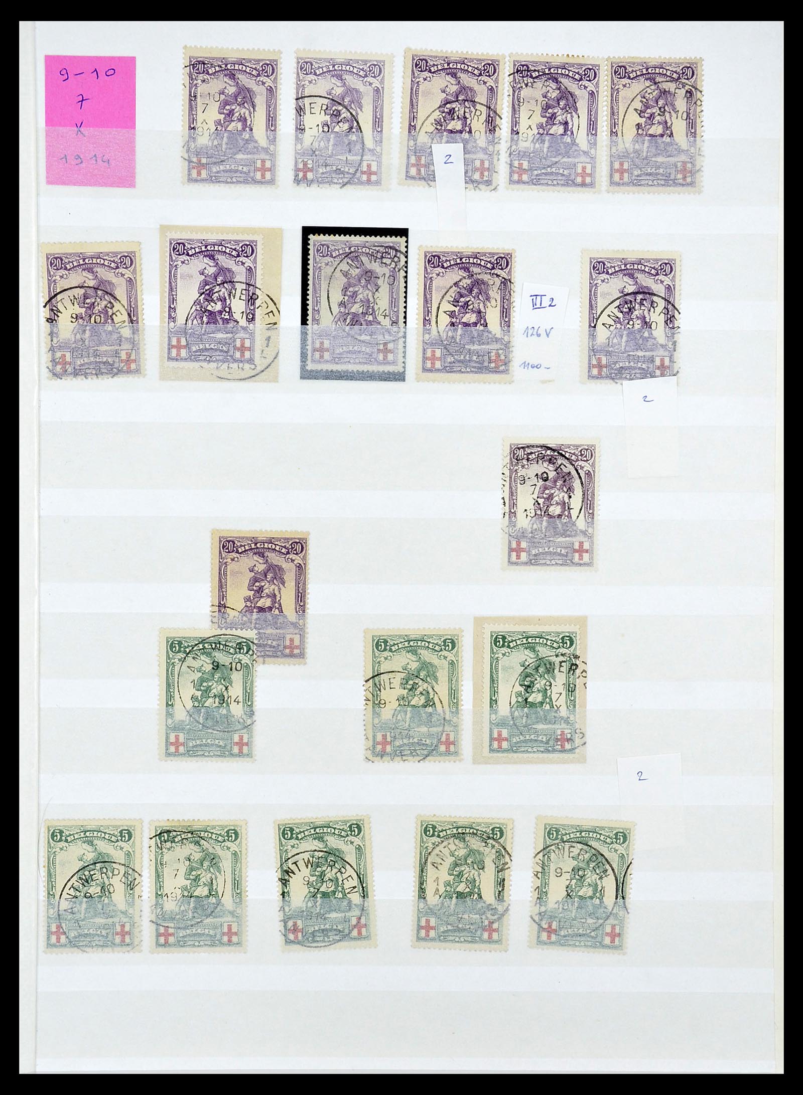 34632 044 - Postzegelverzameling 34632 België stempels 1914-1915.