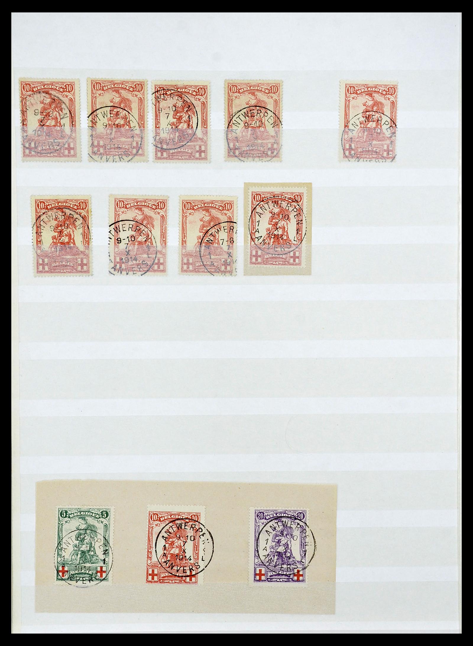 34632 045 - Postzegelverzameling 34632 België stempels 1914-1915.