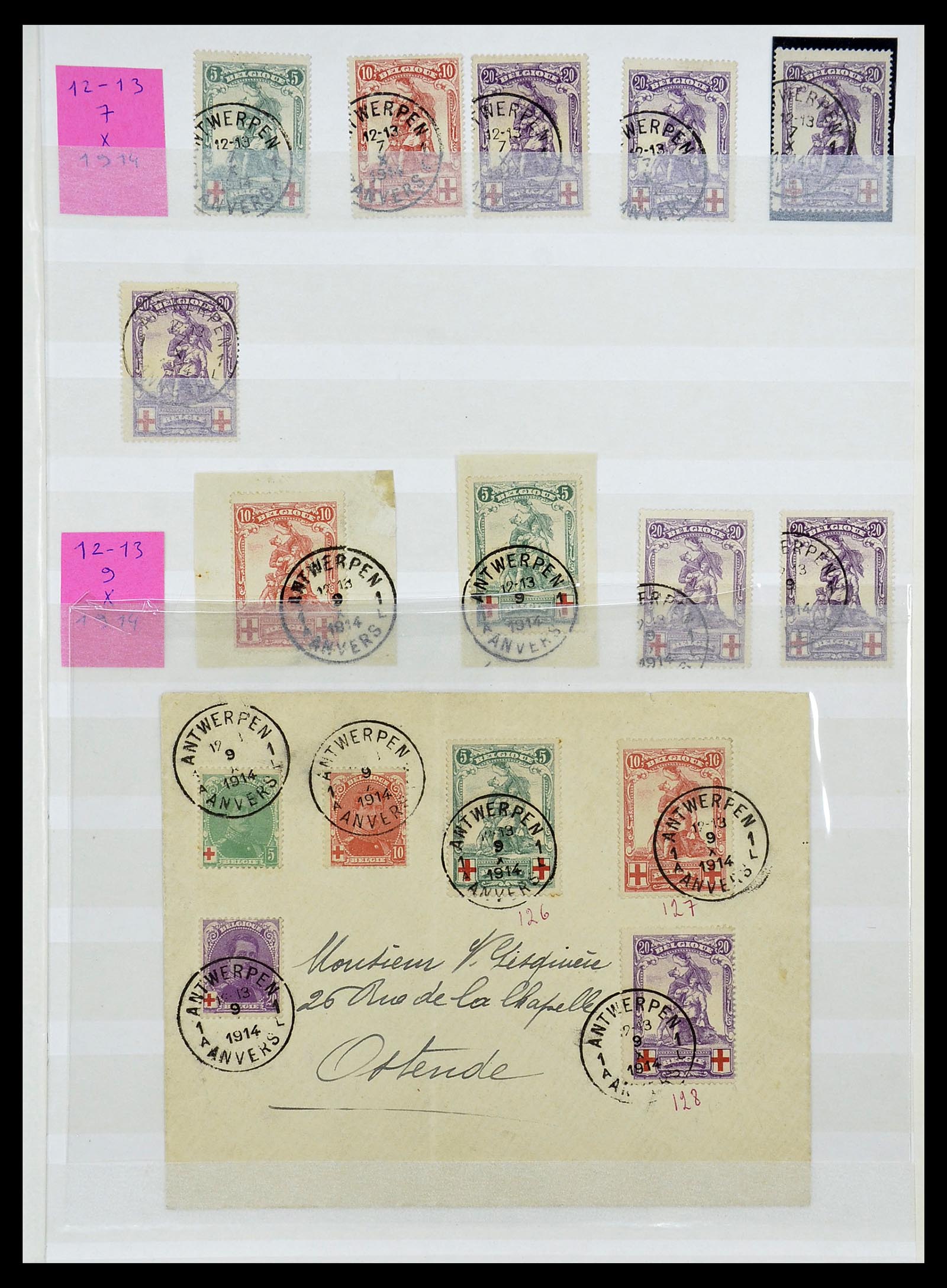 34632 046 - Postzegelverzameling 34632 België stempels 1914-1915.