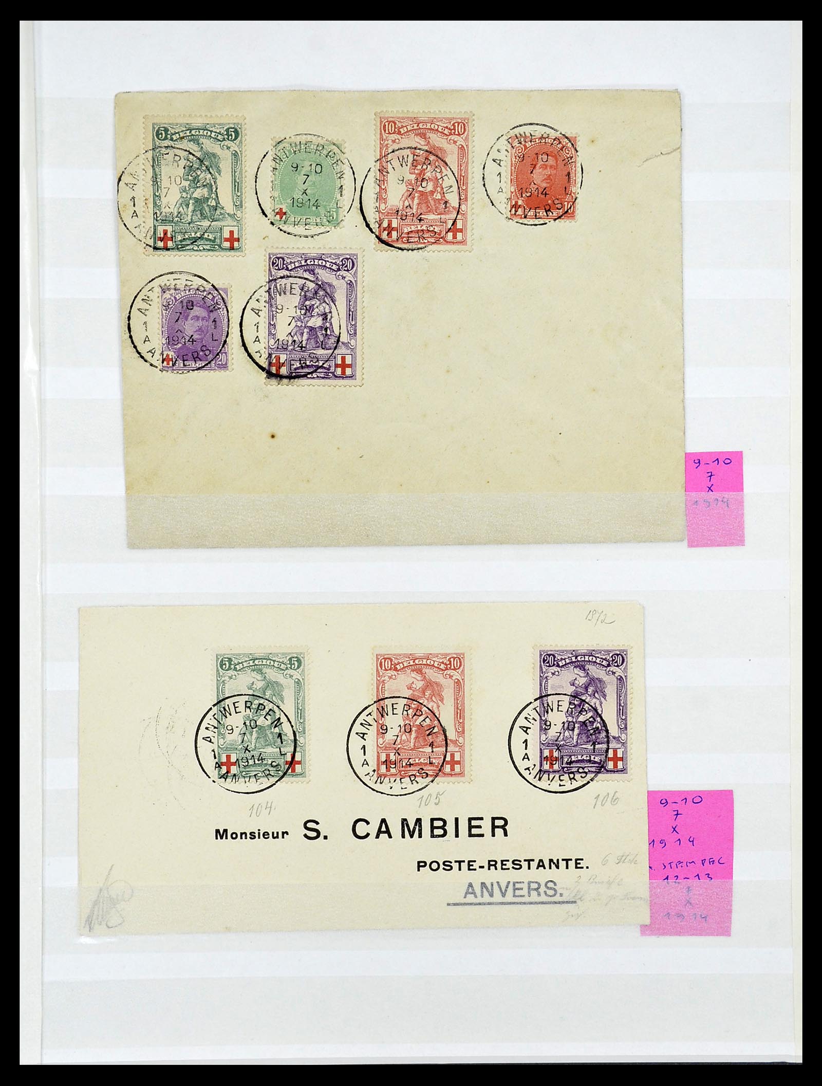 34632 048 - Postzegelverzameling 34632 België stempels 1914-1915.