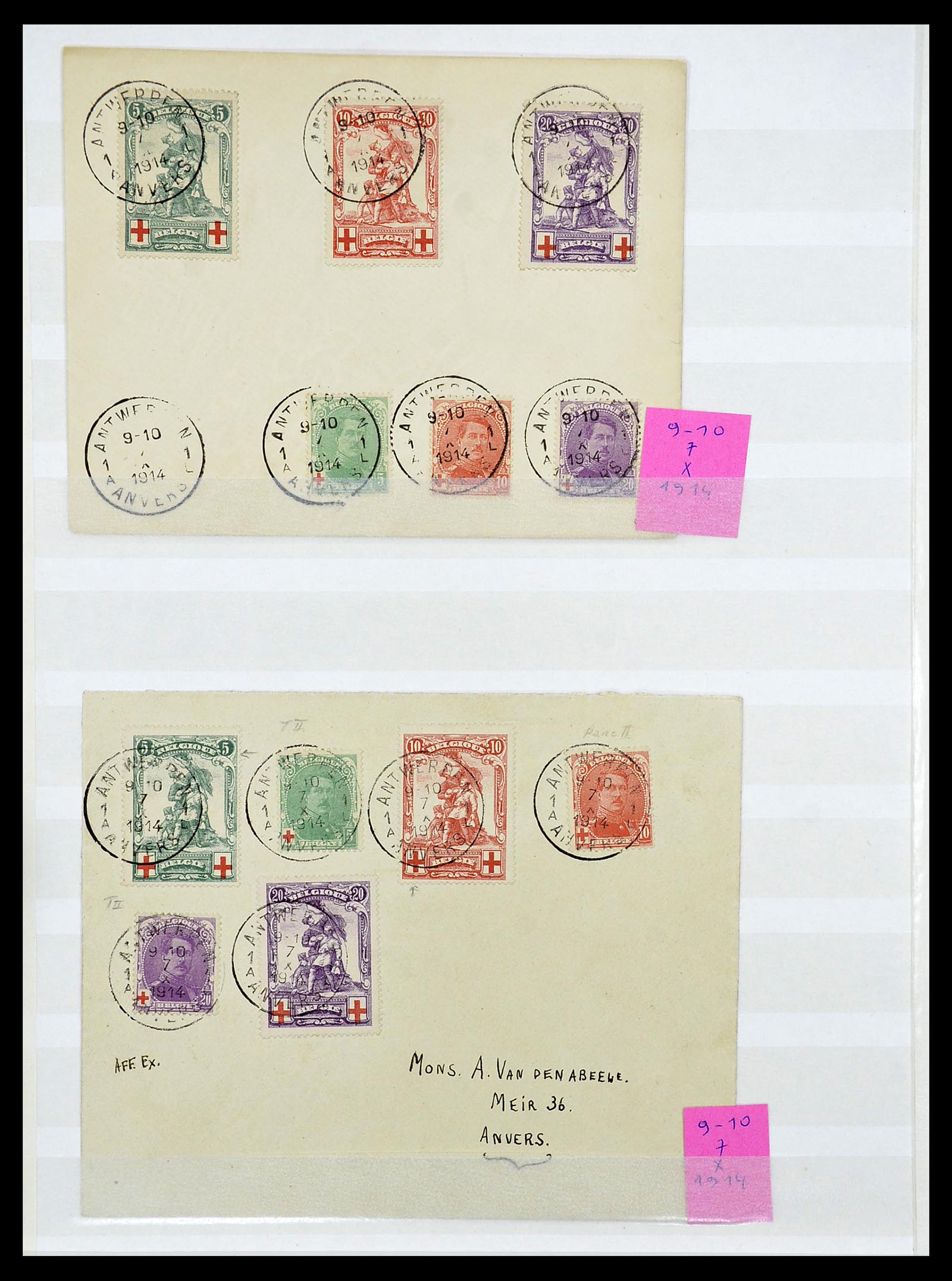 34632 049 - Postzegelverzameling 34632 België stempels 1914-1915.