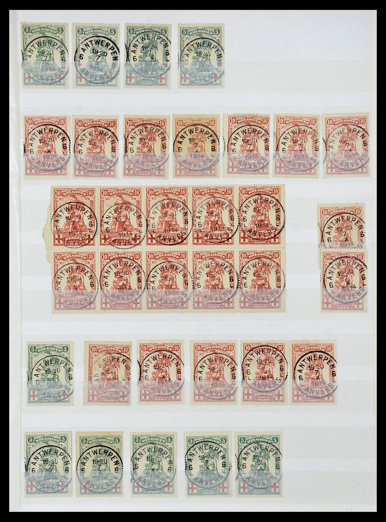 34632 055 - Postzegelverzameling 34632 België stempels 1914-1915.
