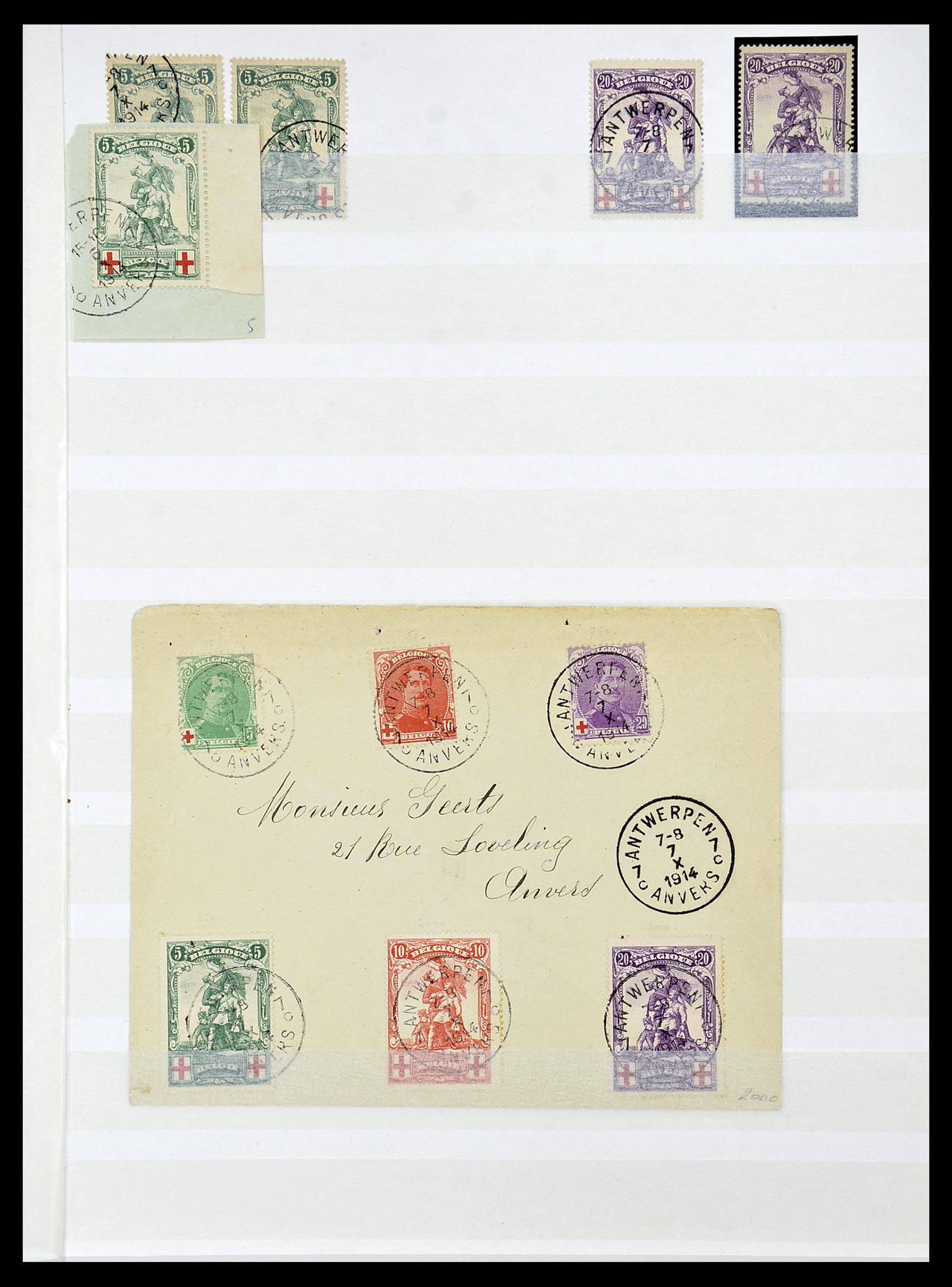 34632 058 - Postzegelverzameling 34632 België stempels 1914-1915.