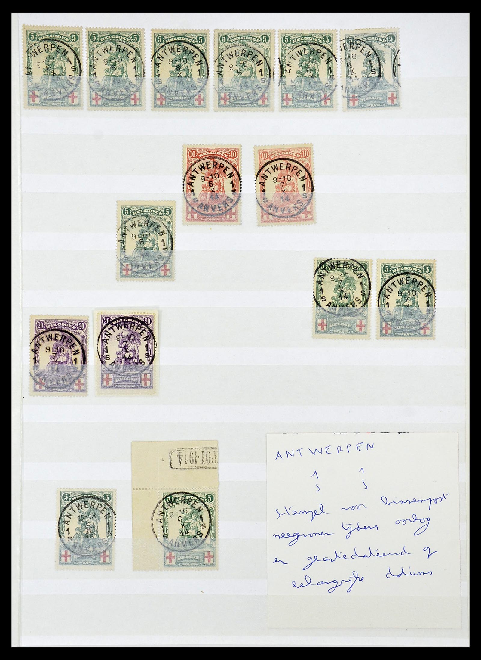 34632 065 - Postzegelverzameling 34632 België stempels 1914-1915.