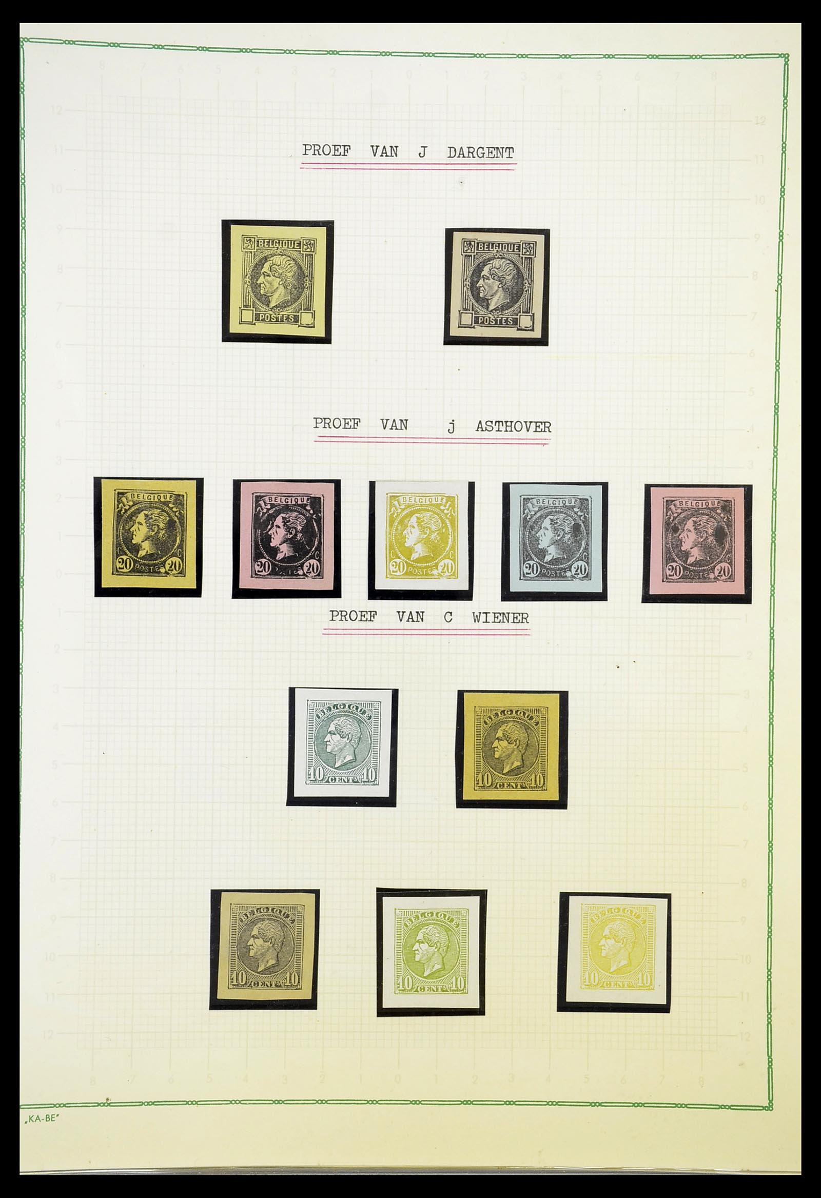 34643 006 - Postzegelverzameling 34643 België proeven 1849-1915.