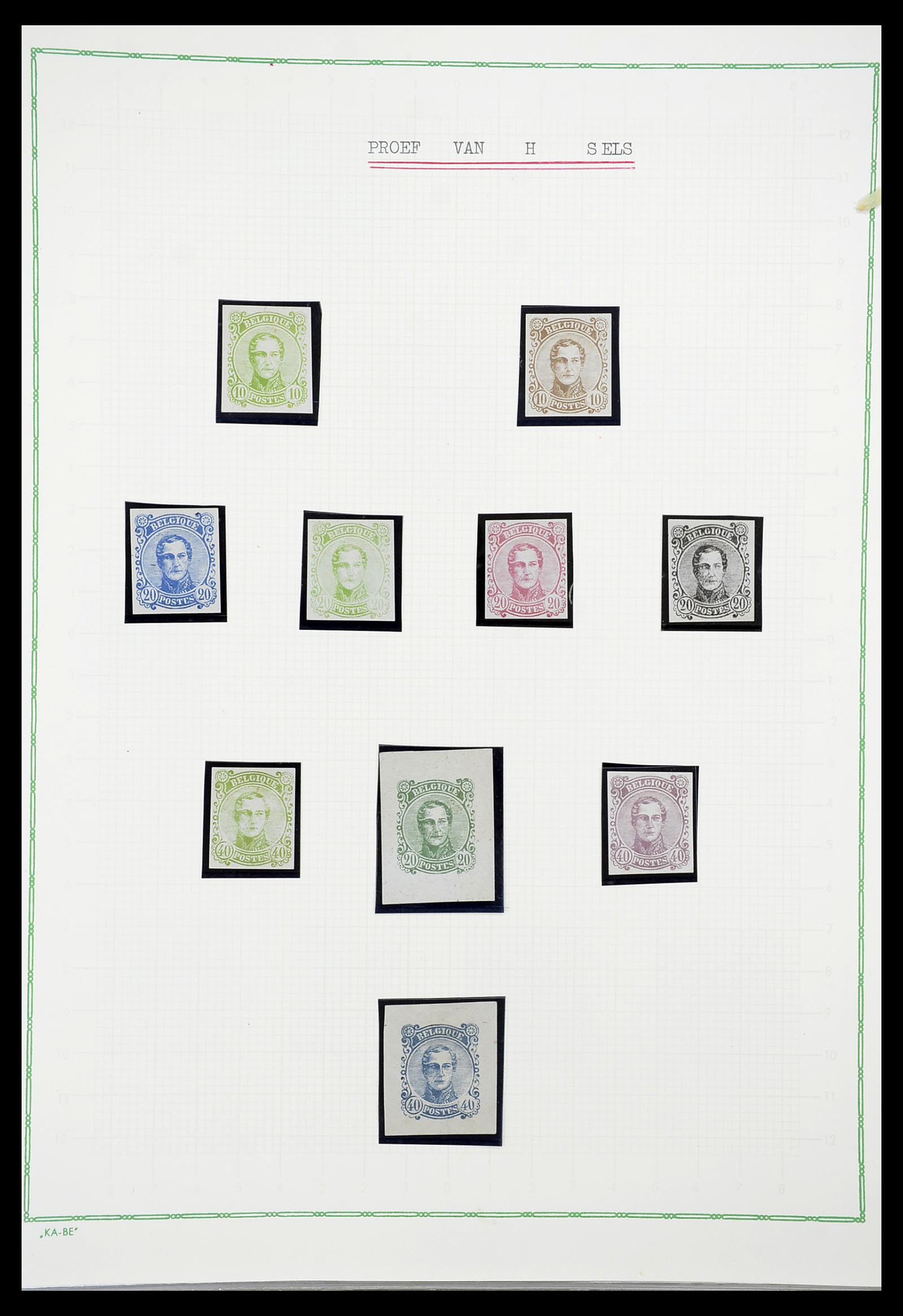 34643 007 - Postzegelverzameling 34643 België proeven 1849-1915.