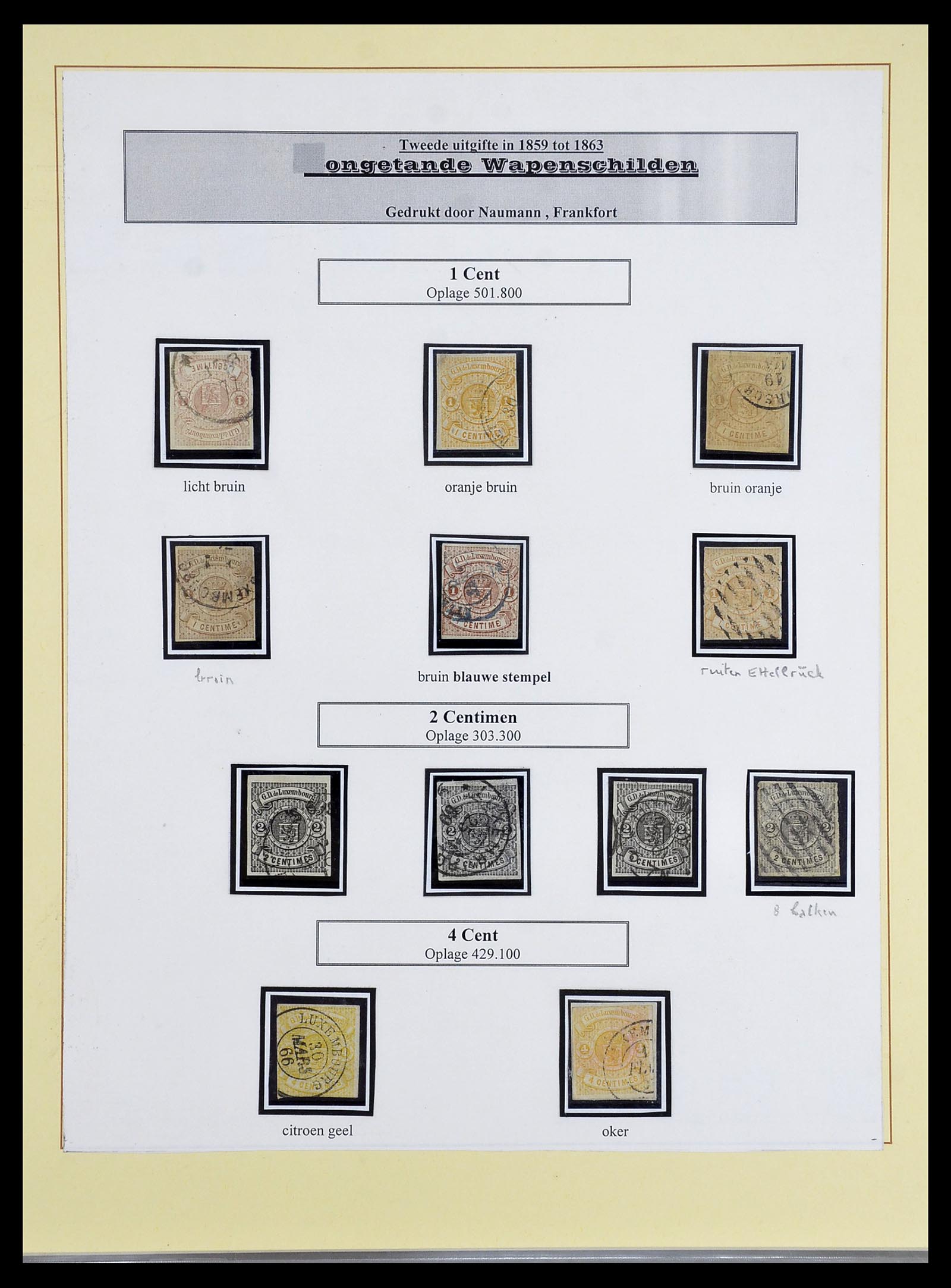 34653 001 - Postzegelverzameling 34653 Luxemburg 1859-1880.