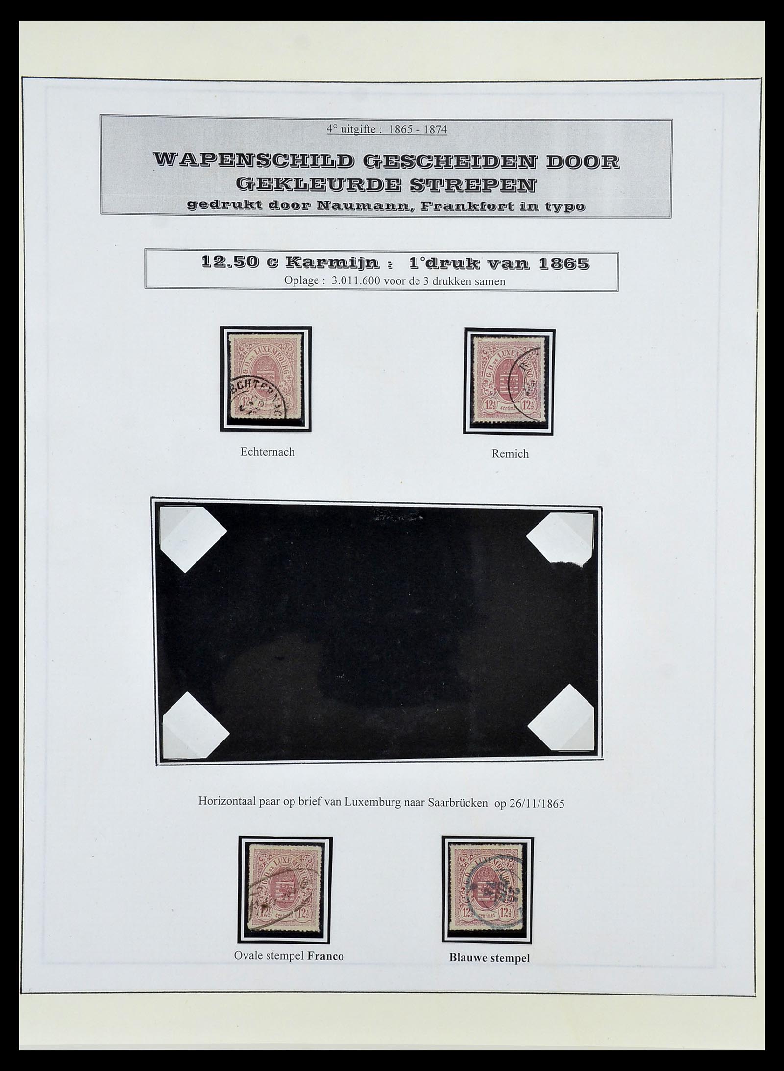 34653 013 - Postzegelverzameling 34653 Luxemburg 1859-1880.