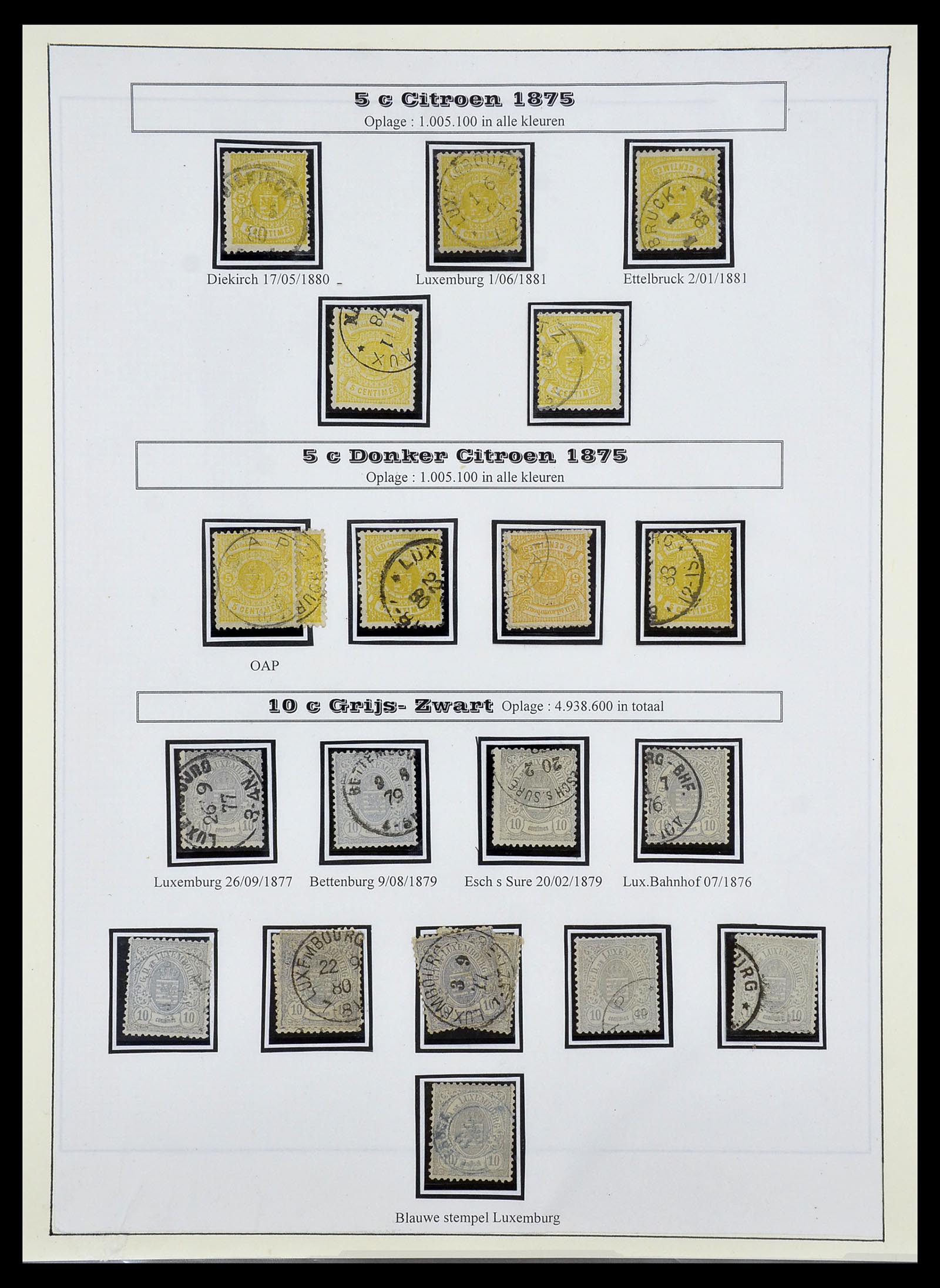 34653 021 - Postzegelverzameling 34653 Luxemburg 1859-1880.