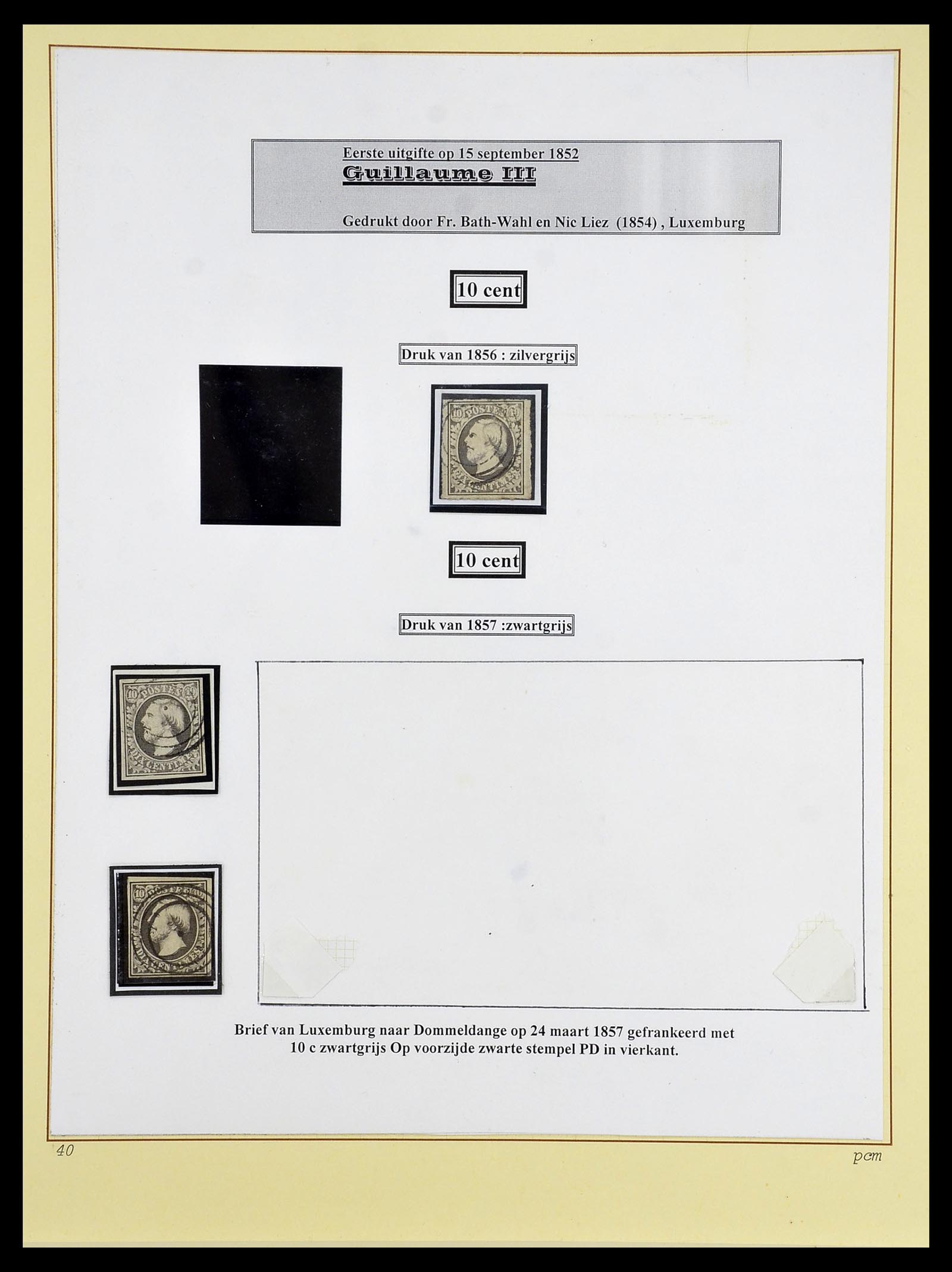 34660 003 - Postzegelverzameling 34660 Luxemburg speciaalverzameling 1852-1893.