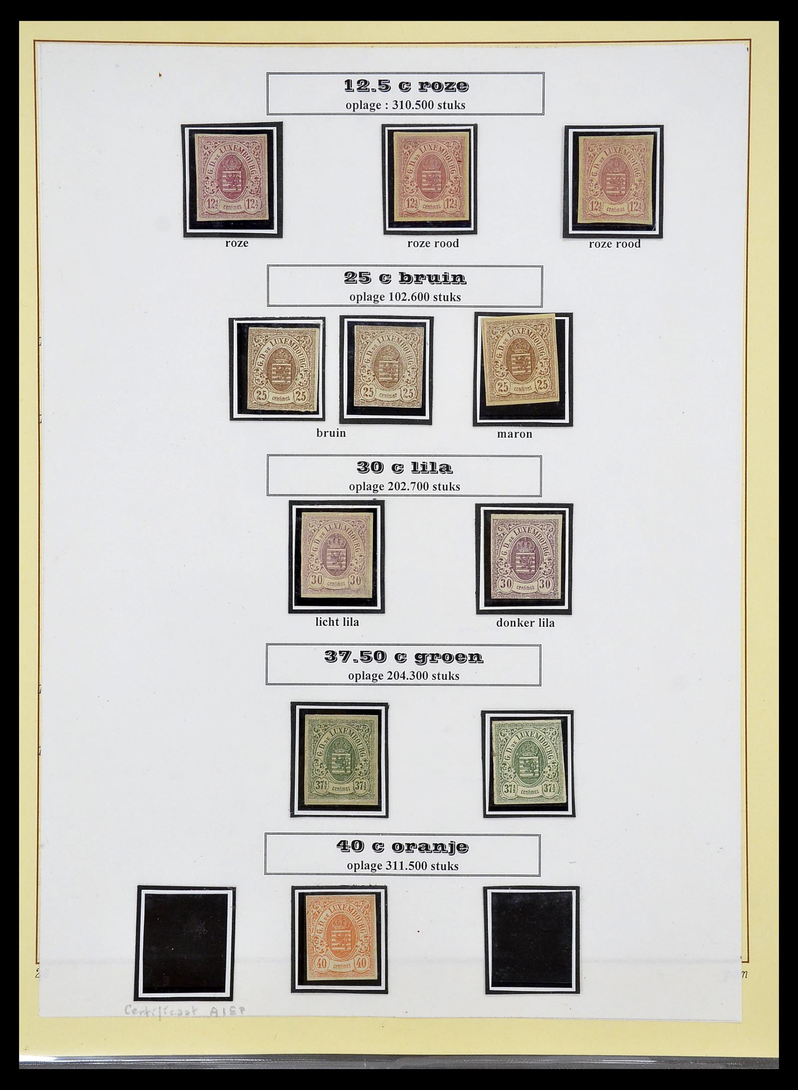 34660 009 - Postzegelverzameling 34660 Luxemburg speciaalverzameling 1852-1893.