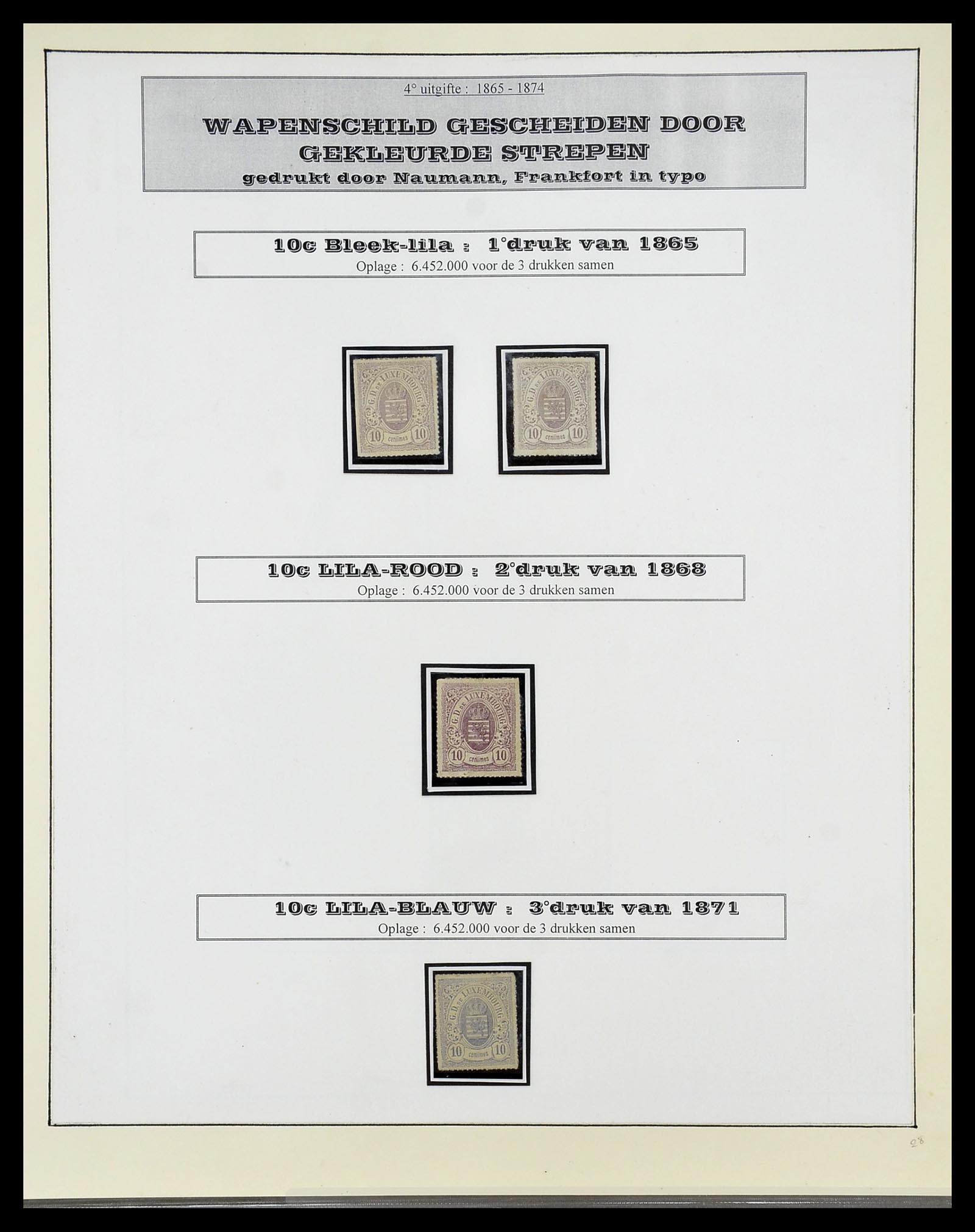 34660 013 - Postzegelverzameling 34660 Luxemburg speciaalverzameling 1852-1893.