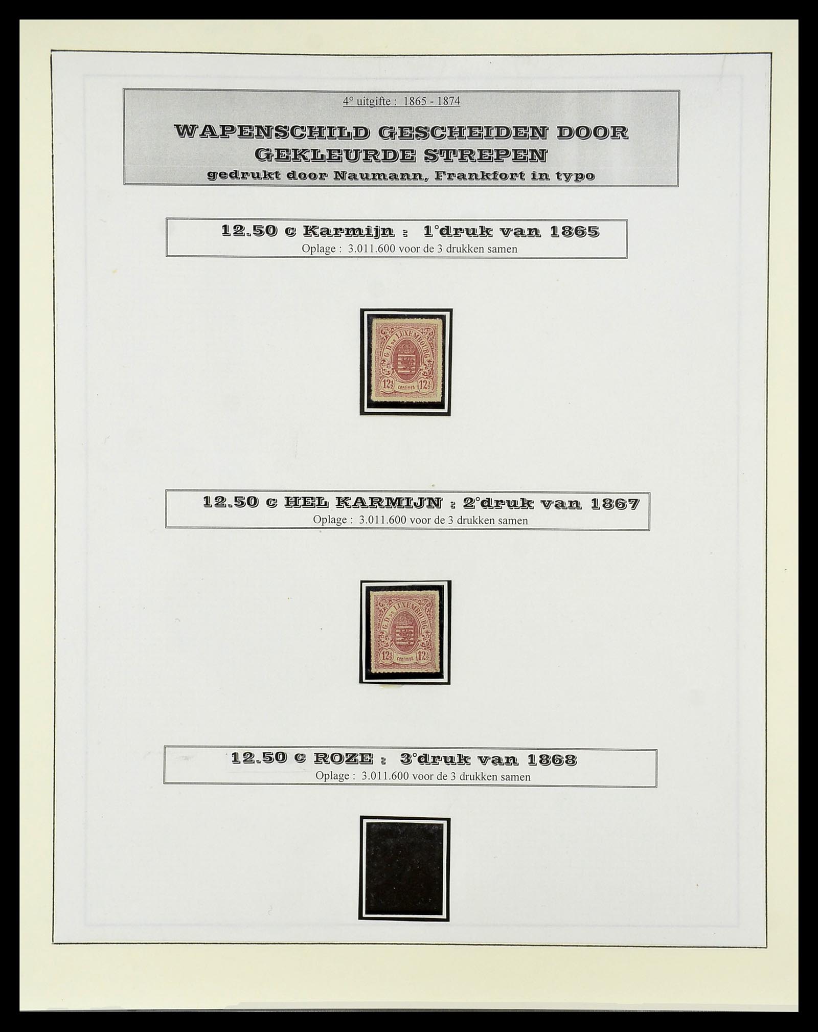 34660 014 - Postzegelverzameling 34660 Luxemburg speciaalverzameling 1852-1893.