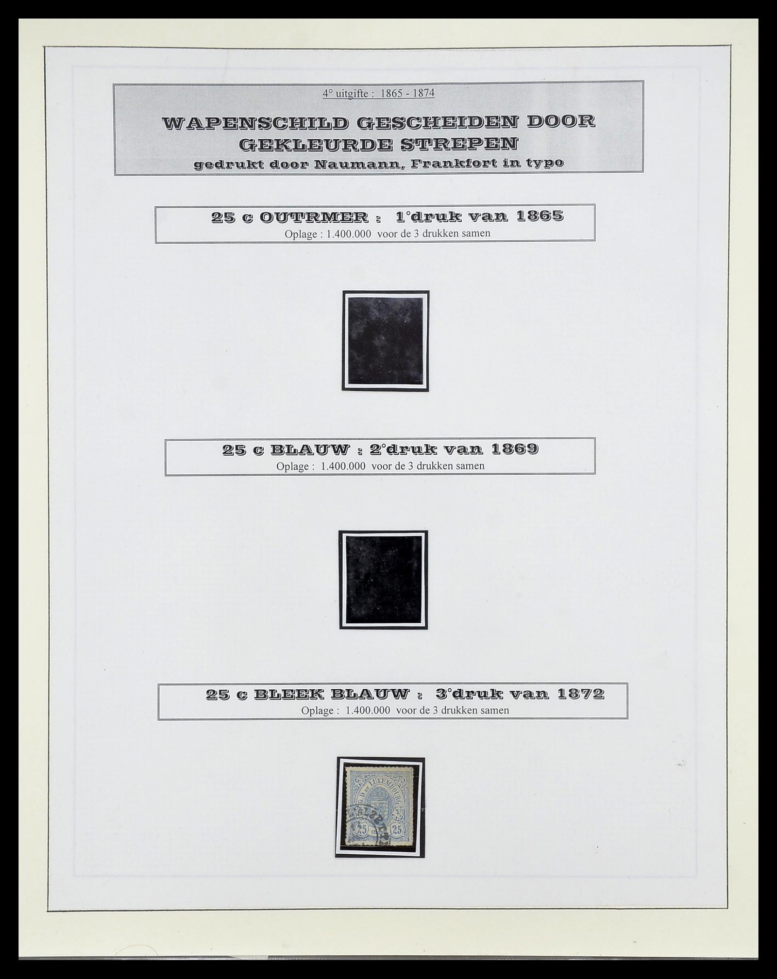 34660 016 - Postzegelverzameling 34660 Luxemburg speciaalverzameling 1852-1893.