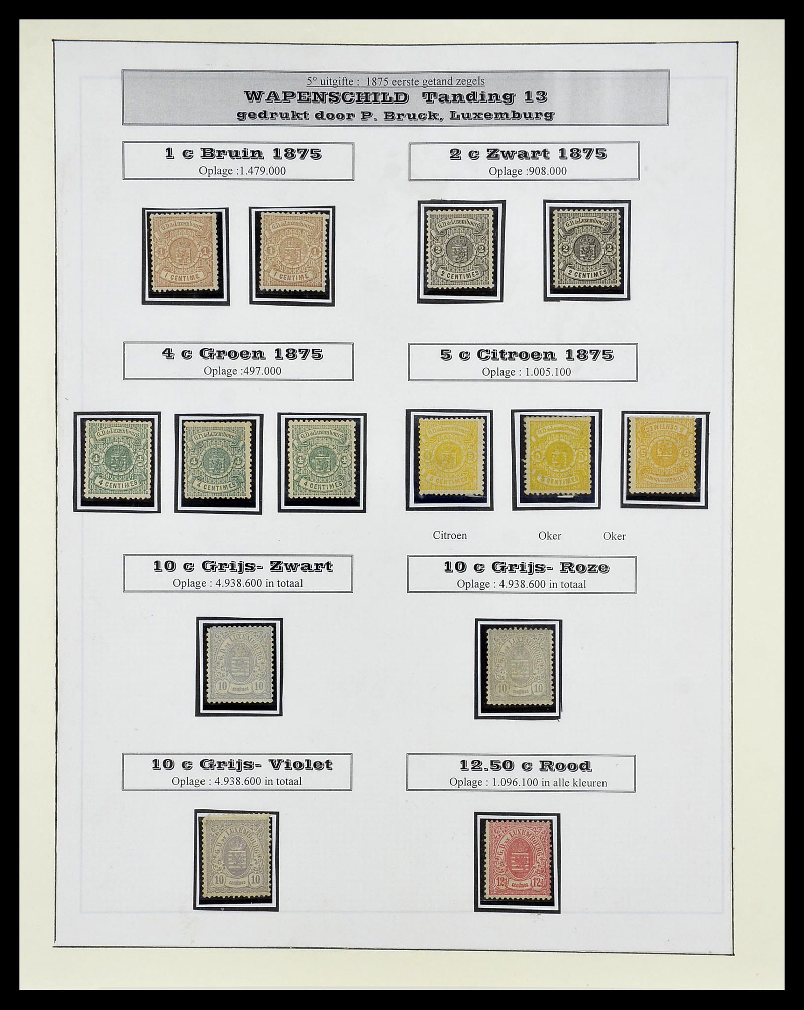 34660 018 - Postzegelverzameling 34660 Luxemburg speciaalverzameling 1852-1893.