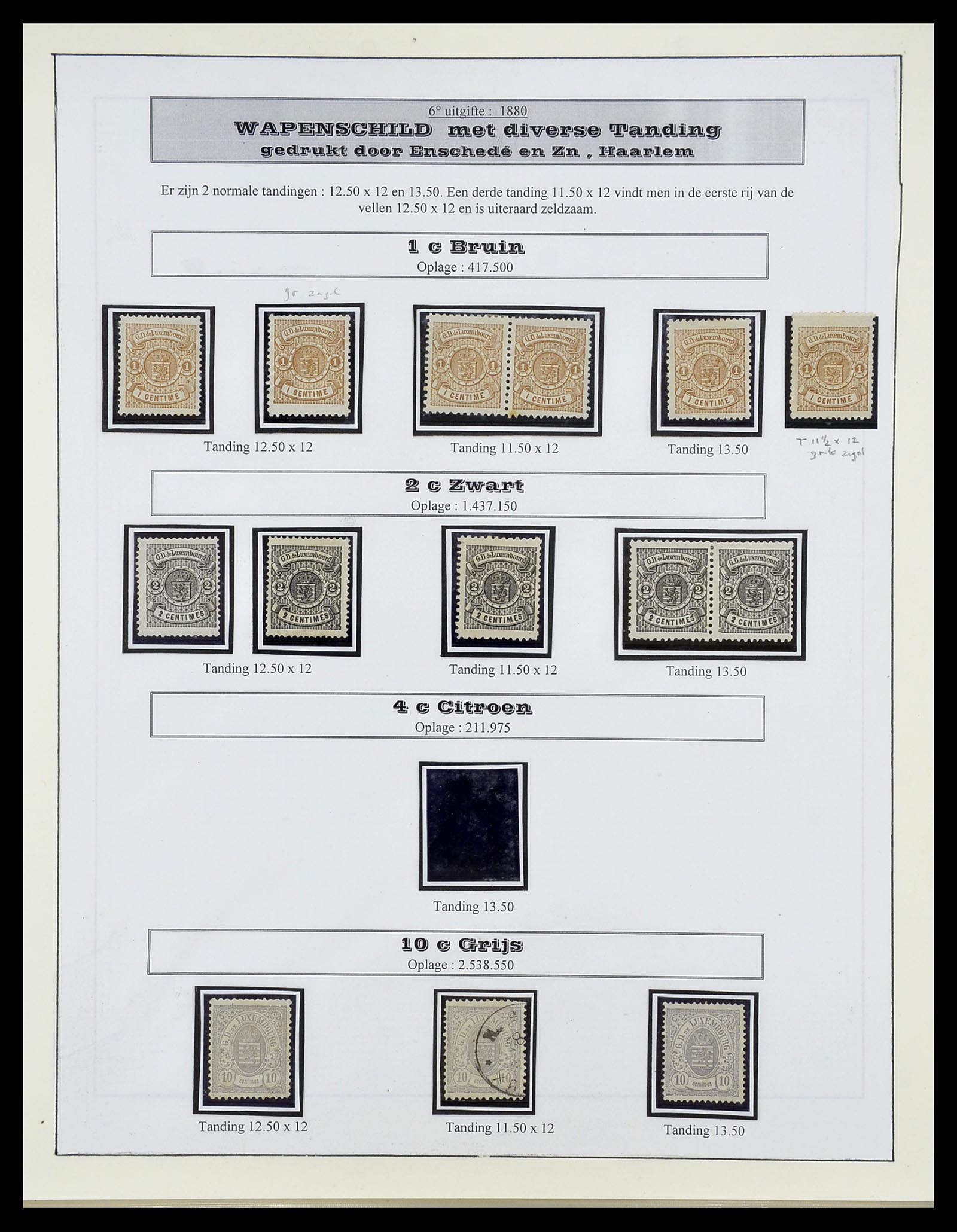 34660 022 - Postzegelverzameling 34660 Luxemburg speciaalverzameling 1852-1893.
