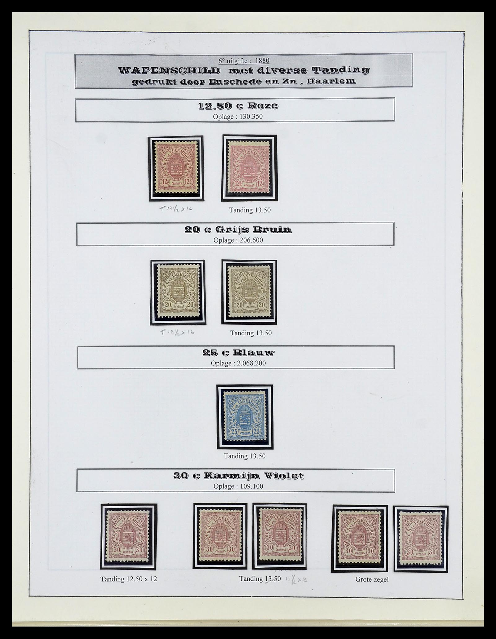 34660 023 - Postzegelverzameling 34660 Luxemburg speciaalverzameling 1852-1893.