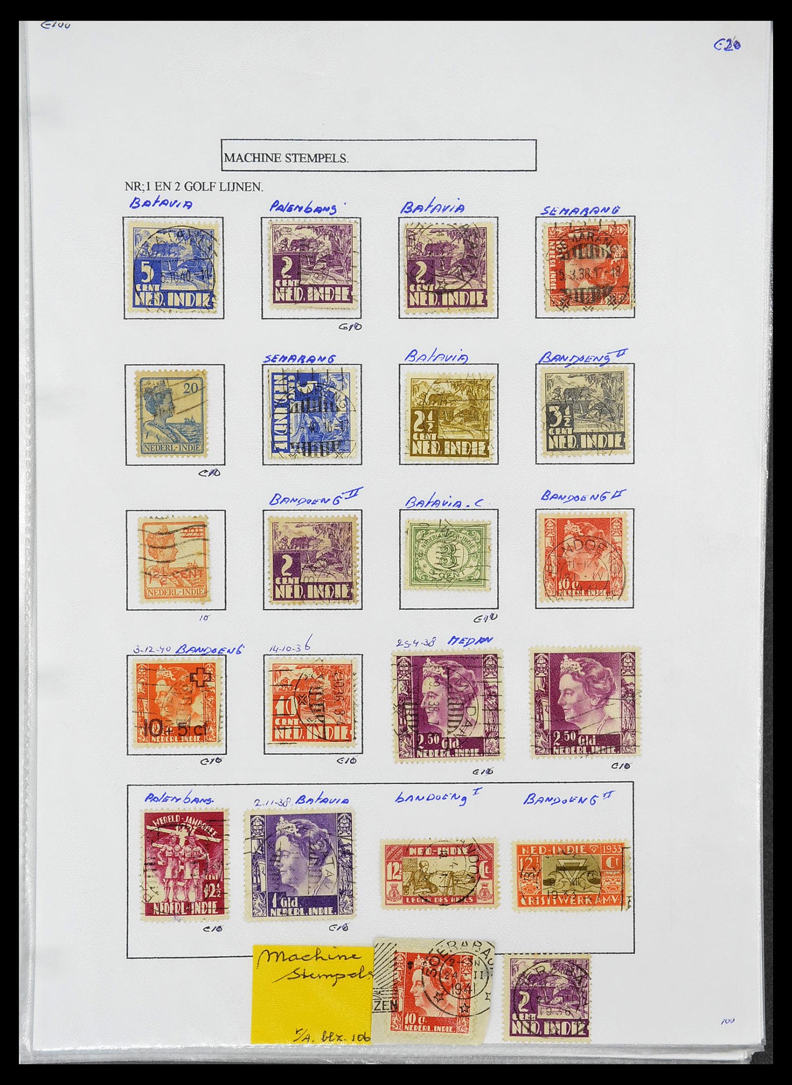 34662 008 - Stamp Collection 34662 Dutch east Indies cancels 1873-1948.