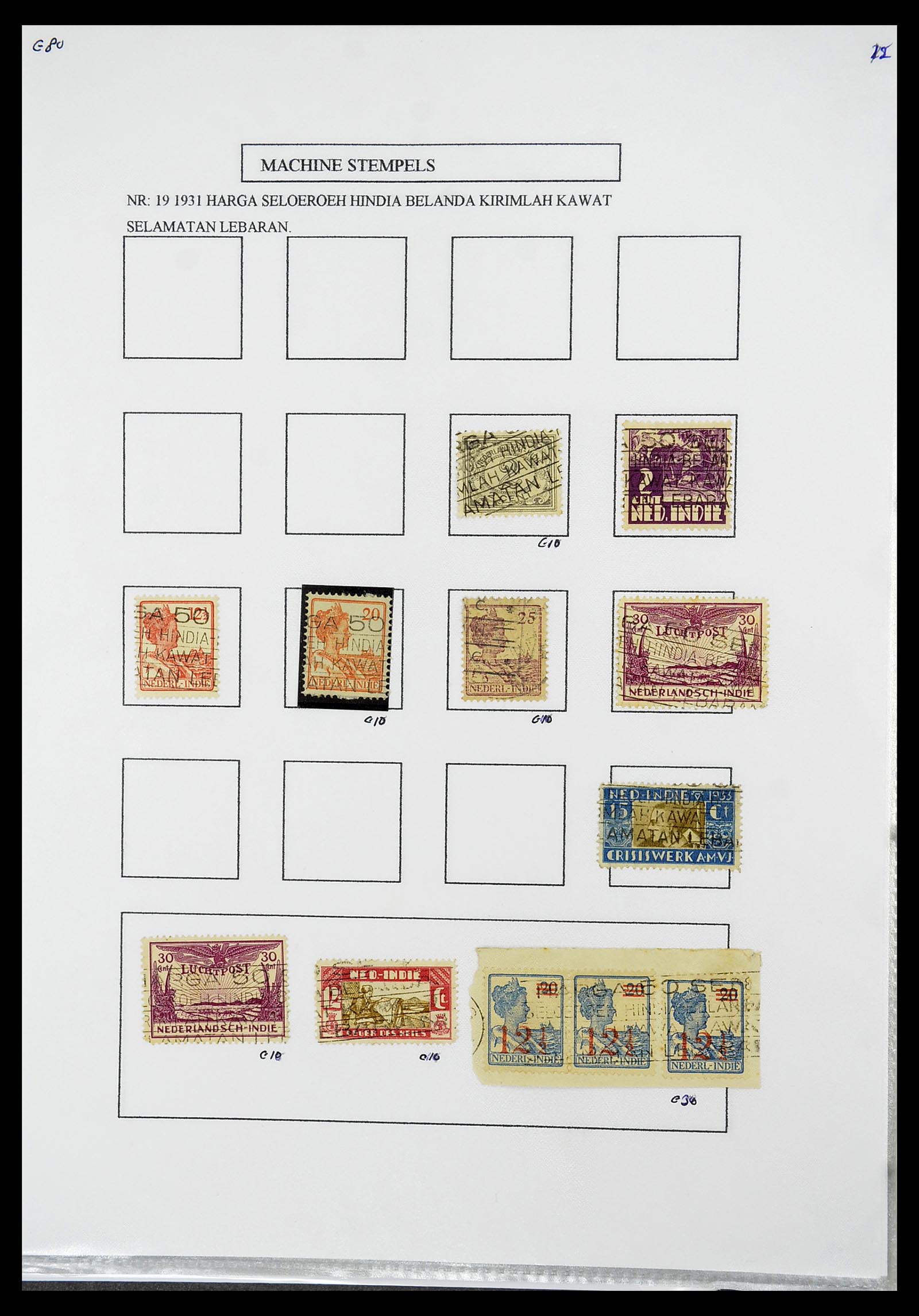 34662 021 - Stamp Collection 34662 Dutch east Indies cancels 1873-1948.