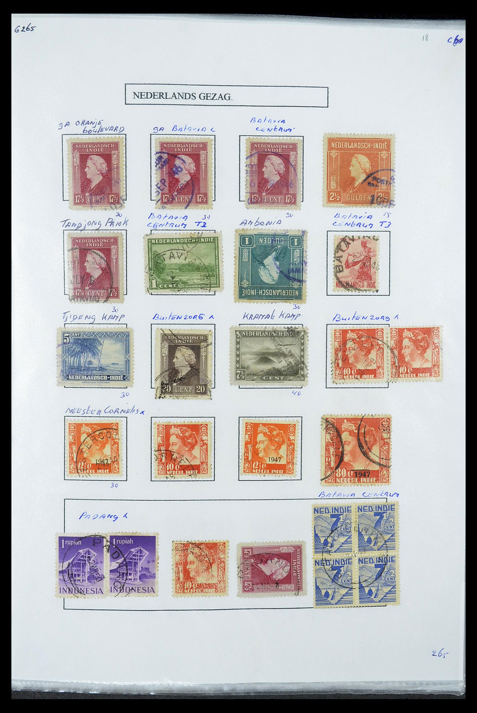 34662 046 - Stamp Collection 34662 Dutch east Indies cancels 1873-1948.