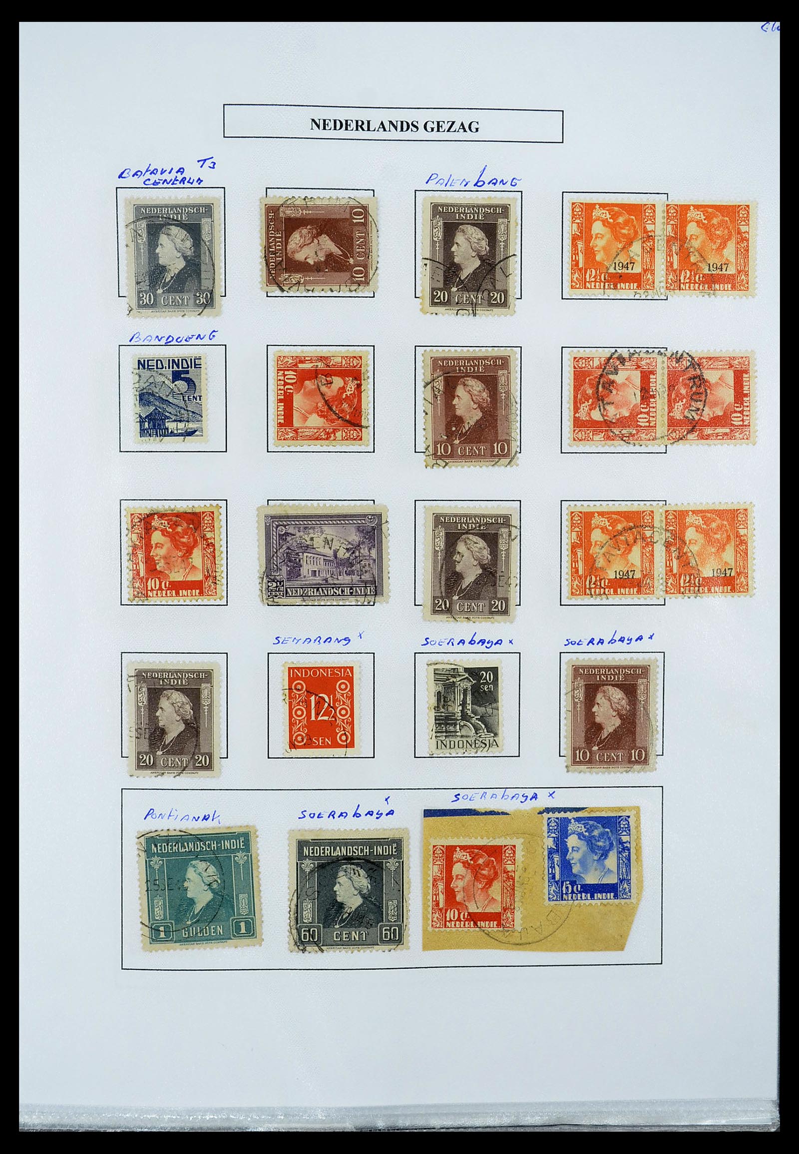 34662 050 - Stamp Collection 34662 Dutch east Indies cancels 1873-1948.