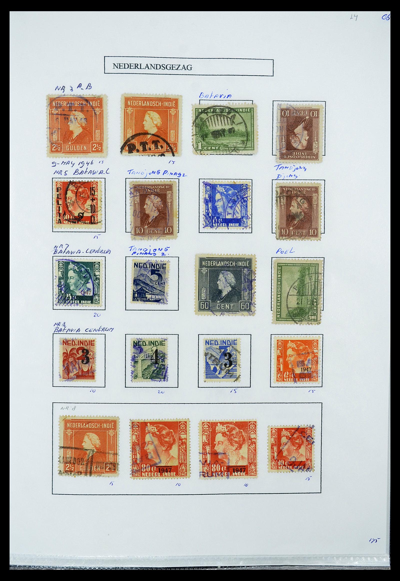 34662 053 - Stamp Collection 34662 Dutch east Indies cancels 1873-1948.