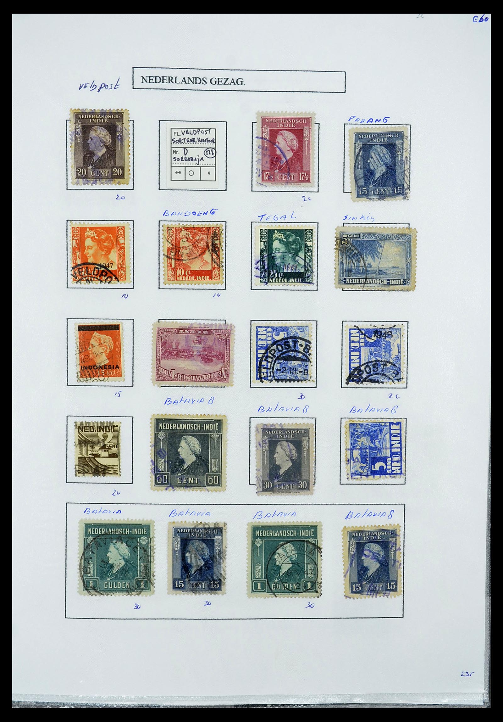 34662 054 - Stamp Collection 34662 Dutch east Indies cancels 1873-1948.