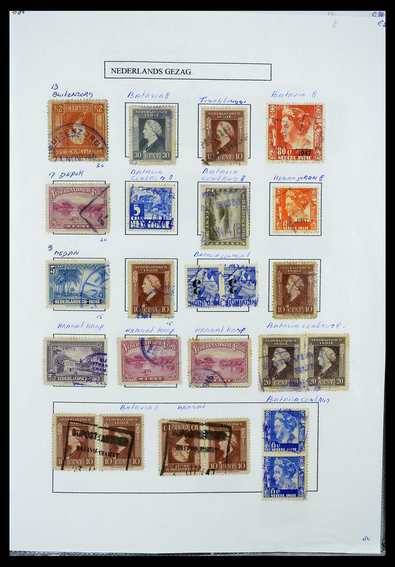 34662 055 - Stamp Collection 34662 Dutch east Indies cancels 1873-1948.