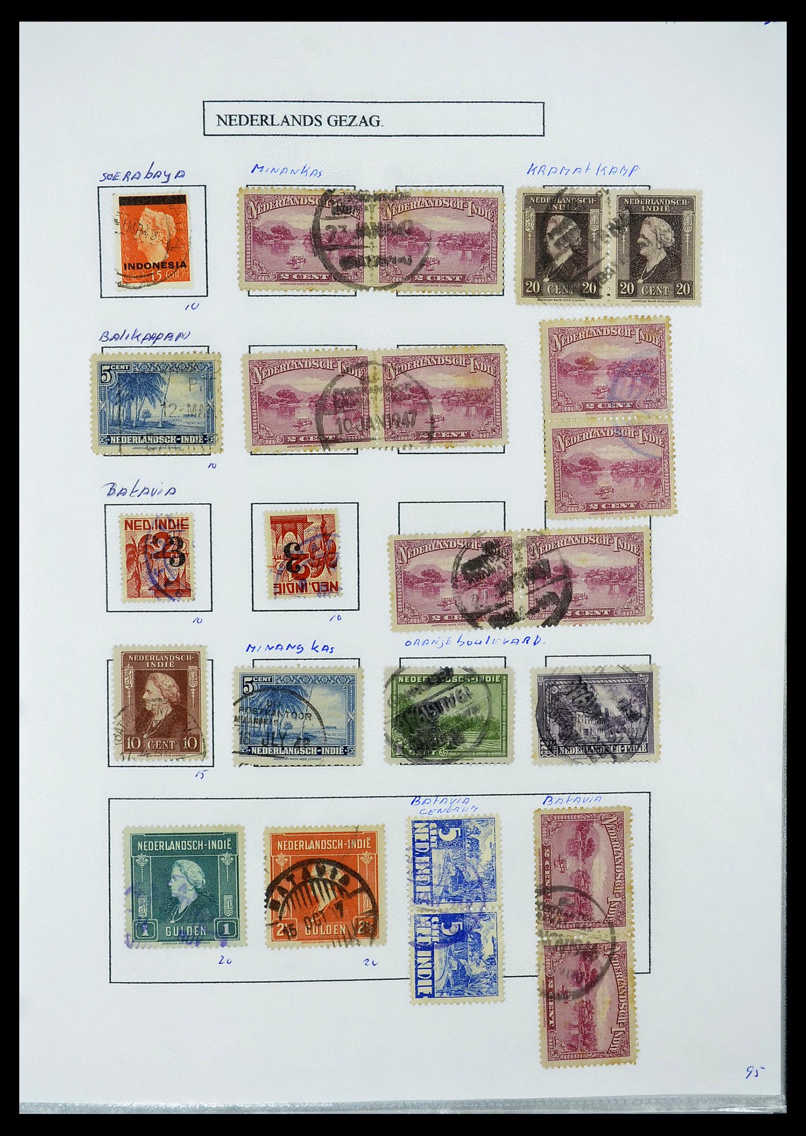34662 056 - Stamp Collection 34662 Dutch east Indies cancels 1873-1948.