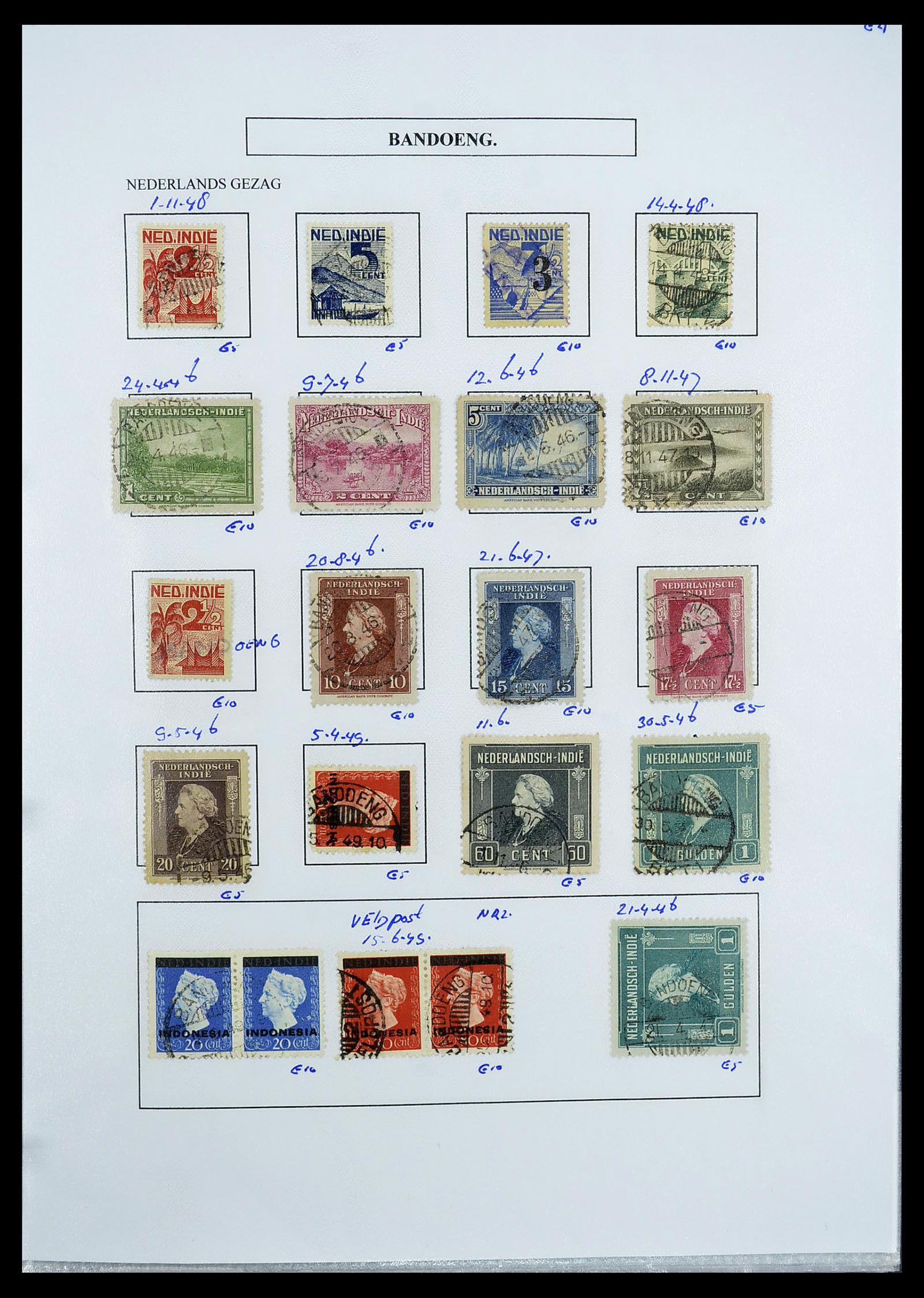 34662 060 - Stamp Collection 34662 Dutch east Indies cancels 1873-1948.