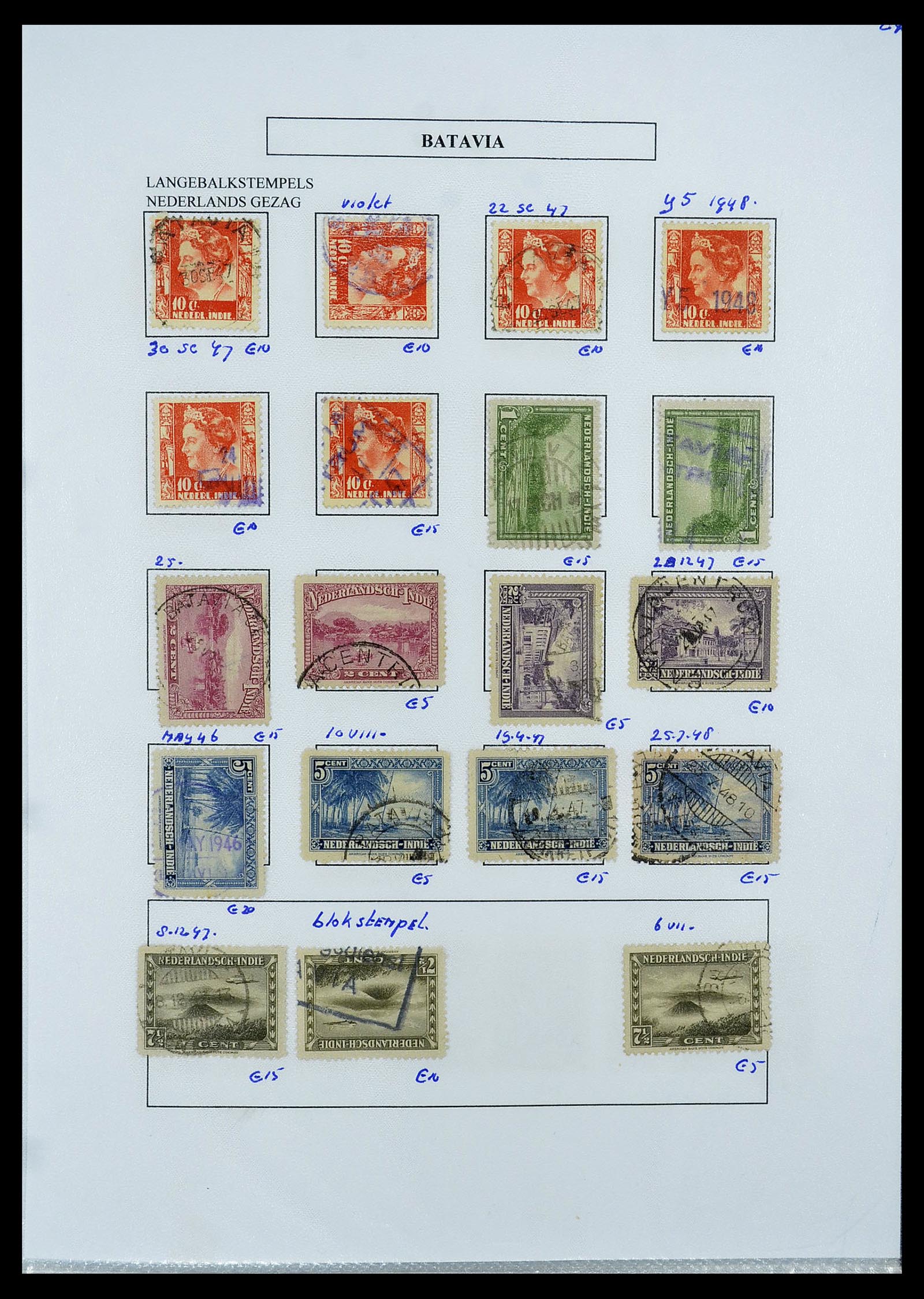 34662 061 - Stamp Collection 34662 Dutch east Indies cancels 1873-1948.