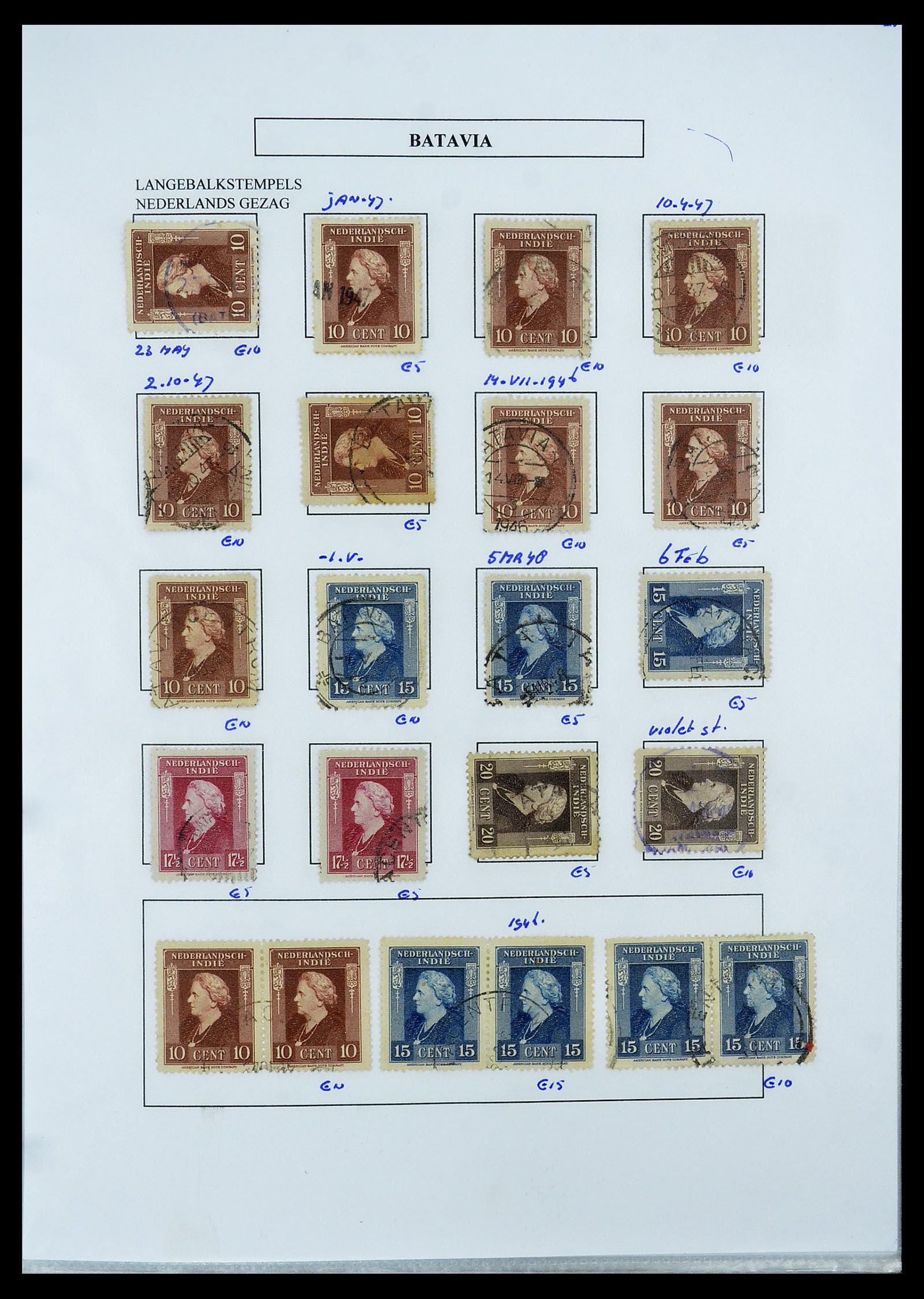 34662 062 - Stamp Collection 34662 Dutch east Indies cancels 1873-1948.