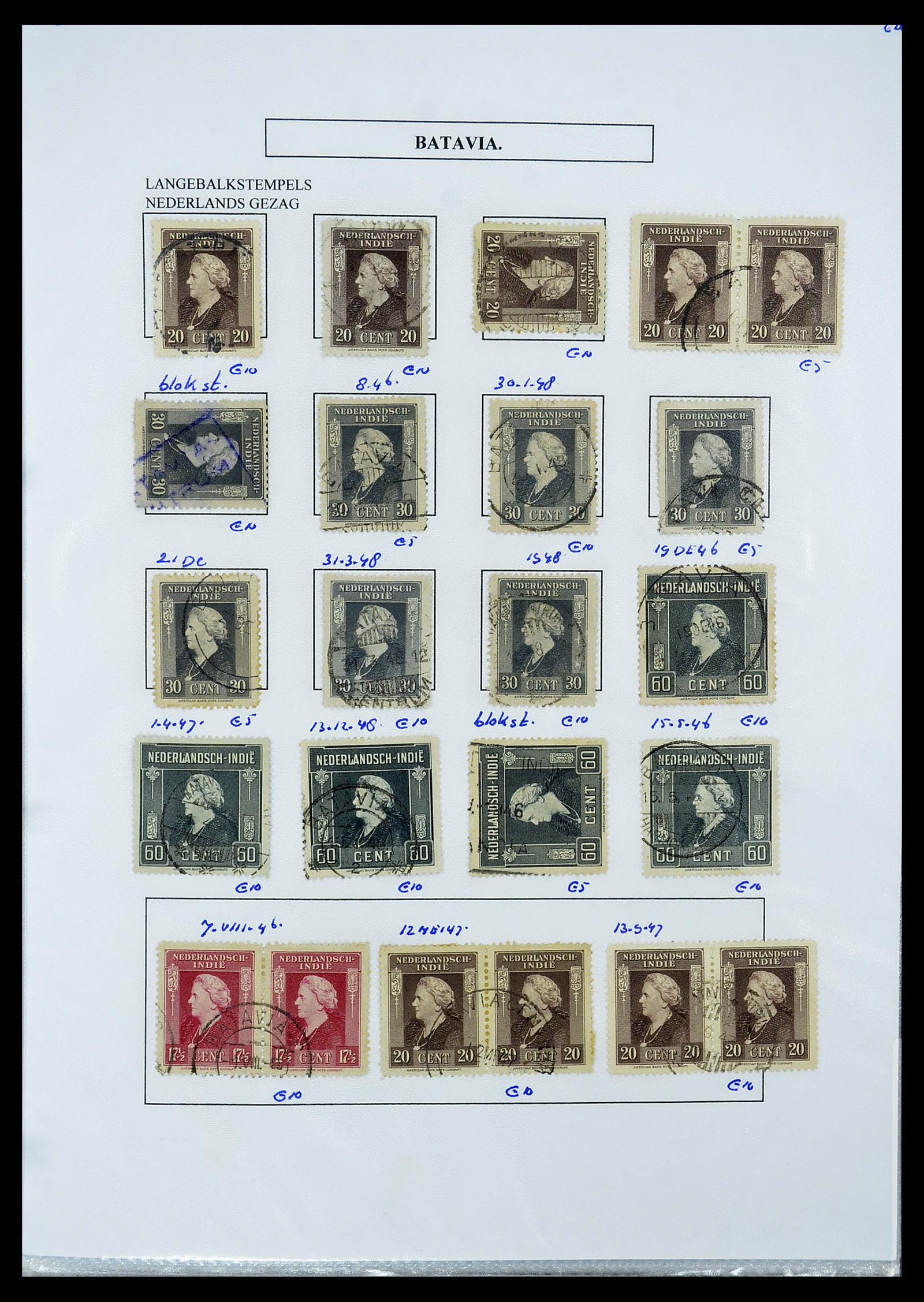 34662 063 - Stamp Collection 34662 Dutch east Indies cancels 1873-1948.