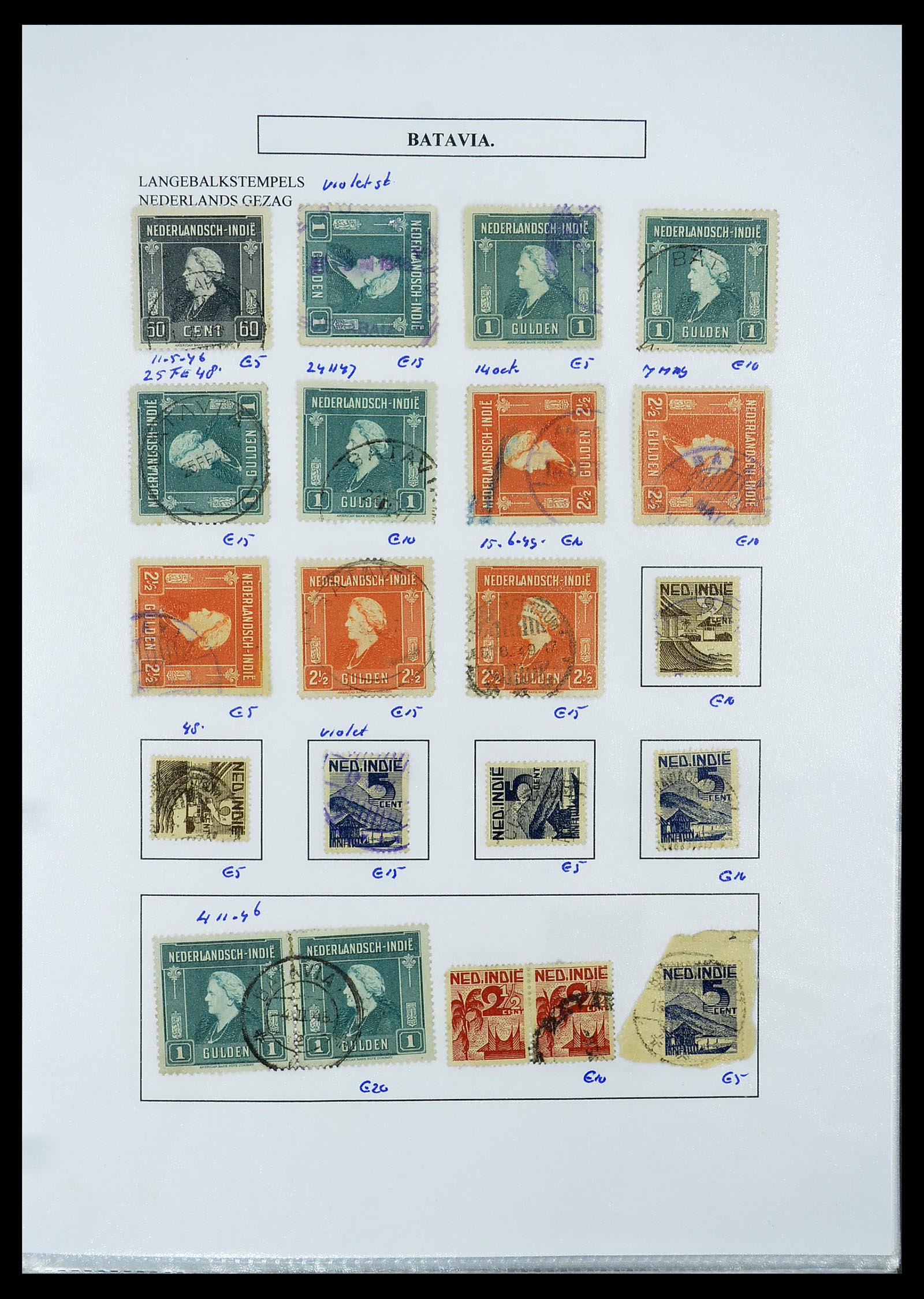 34662 064 - Stamp Collection 34662 Dutch east Indies cancels 1873-1948.