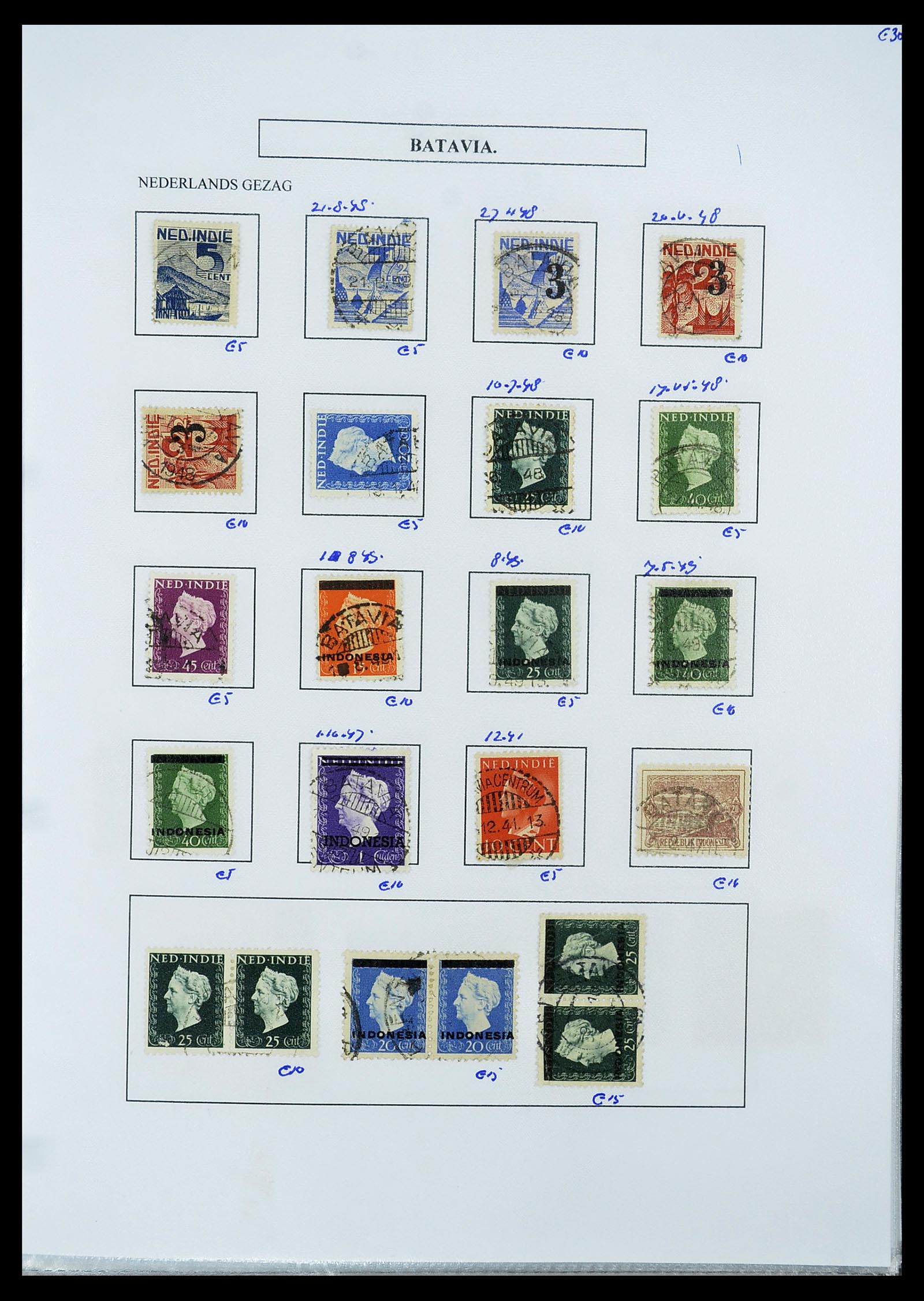 34662 065 - Stamp Collection 34662 Dutch east Indies cancels 1873-1948.