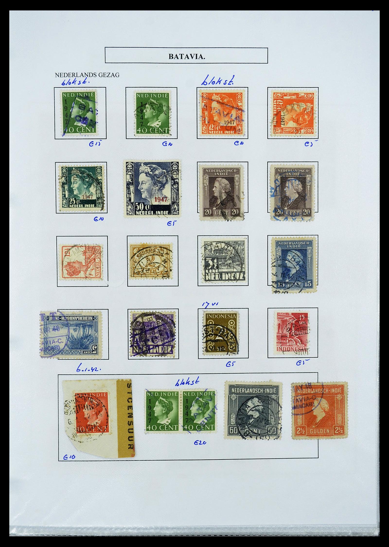 34662 066 - Stamp Collection 34662 Dutch east Indies cancels 1873-1948.