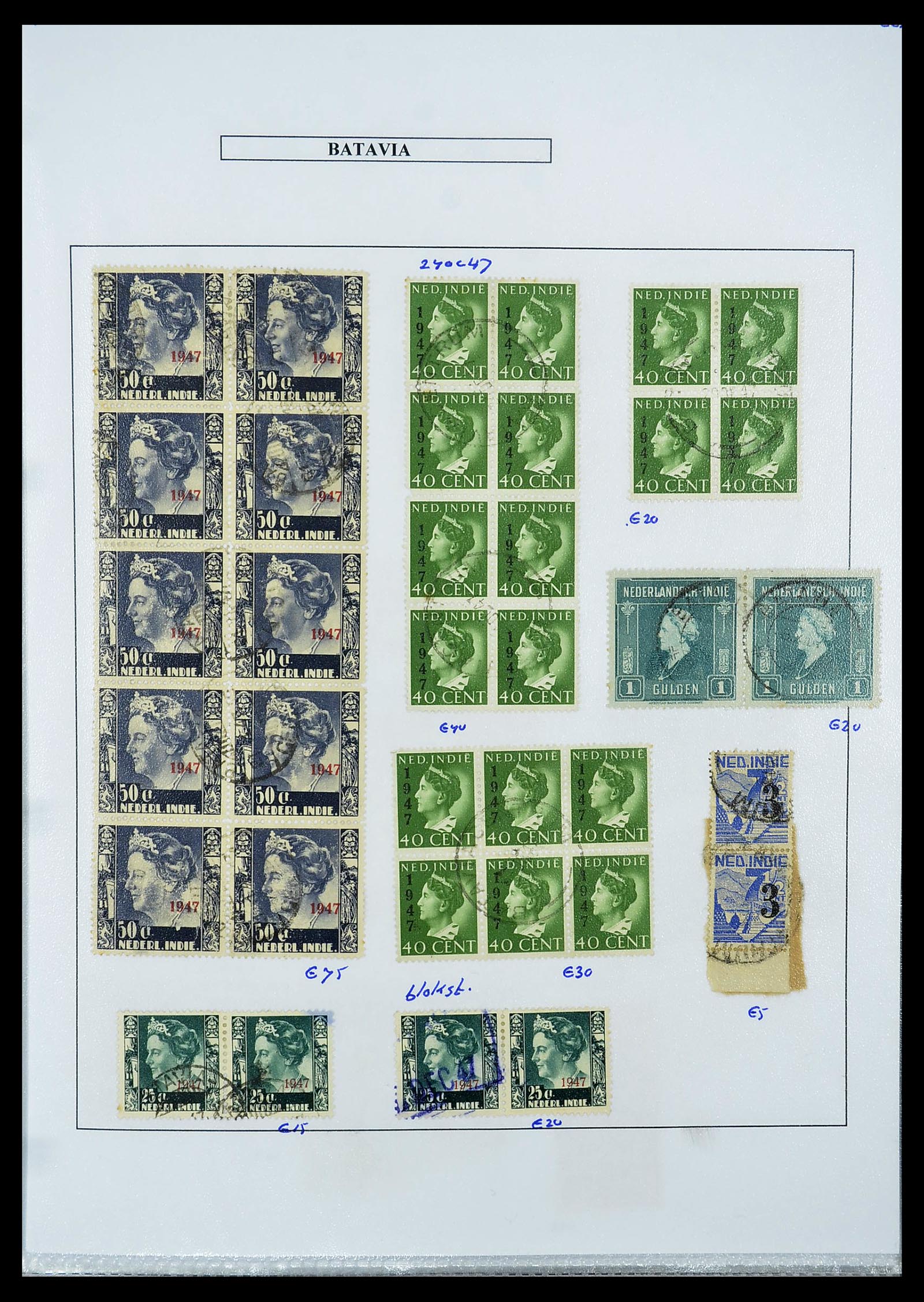 34662 067 - Stamp Collection 34662 Dutch east Indies cancels 1873-1948.