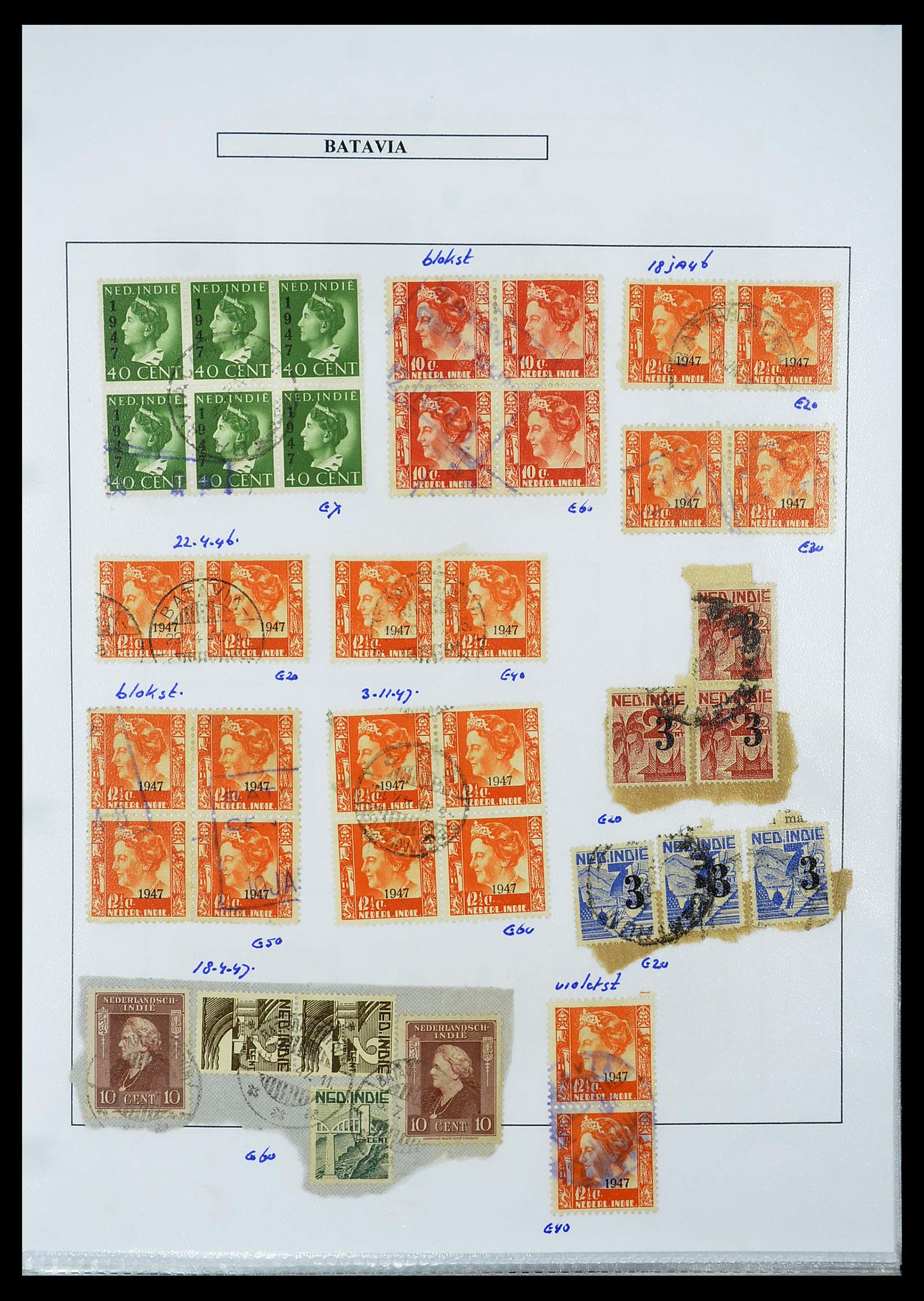 34662 068 - Stamp Collection 34662 Dutch east Indies cancels 1873-1948.