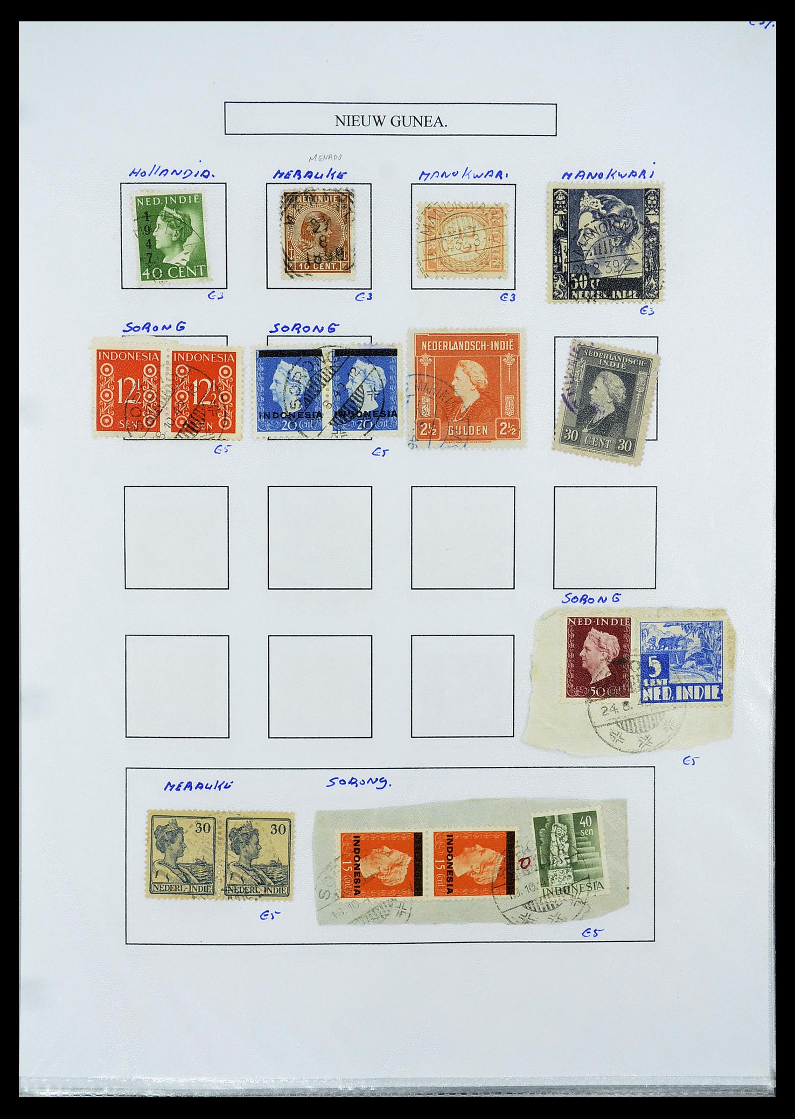 34662 069 - Stamp Collection 34662 Dutch east Indies cancels 1873-1948.