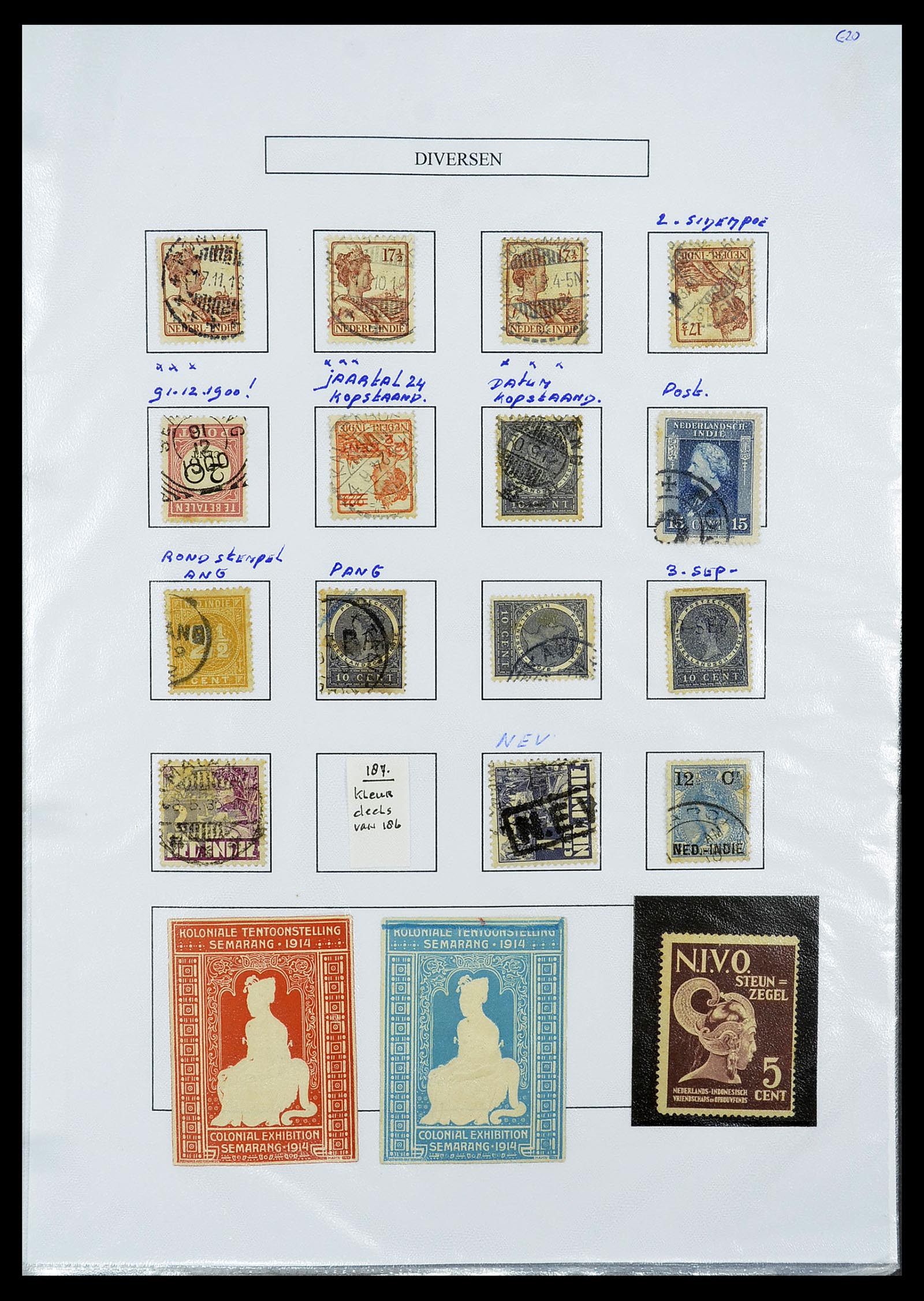 34662 073 - Stamp Collection 34662 Dutch east Indies cancels 1873-1948.