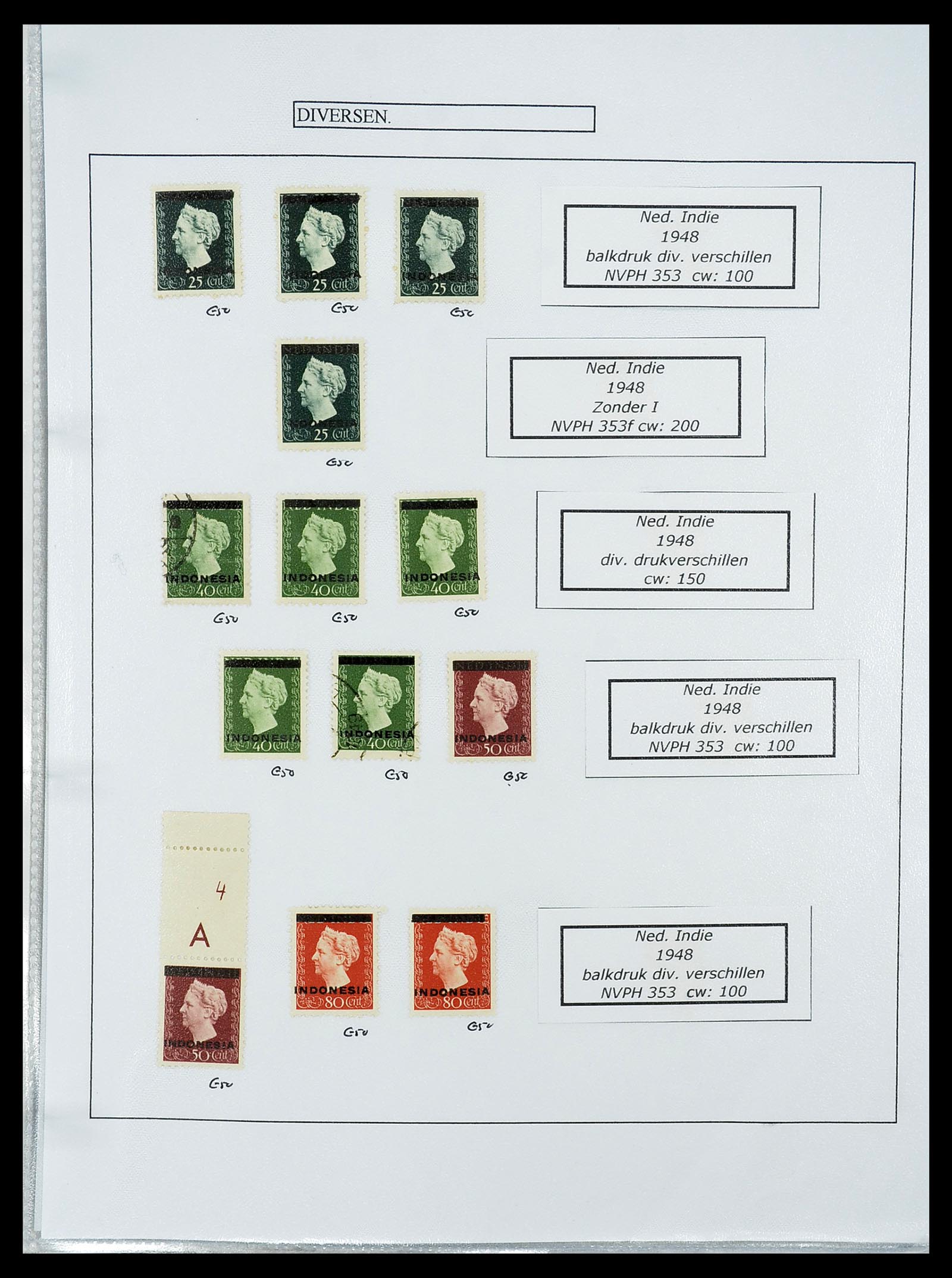 34662 077 - Stamp Collection 34662 Dutch east Indies cancels 1873-1948.