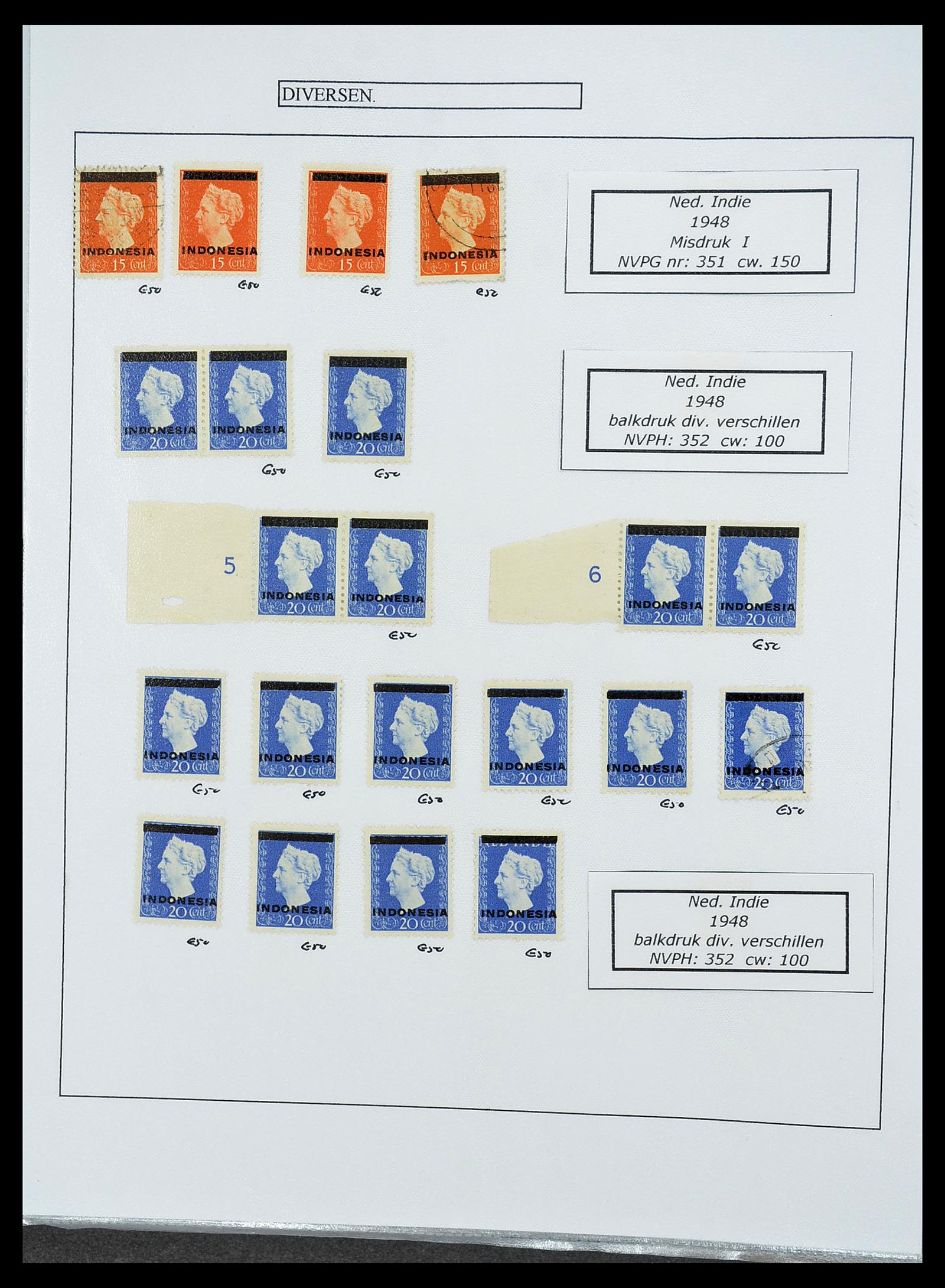 34662 078 - Stamp Collection 34662 Dutch east Indies cancels 1873-1948.