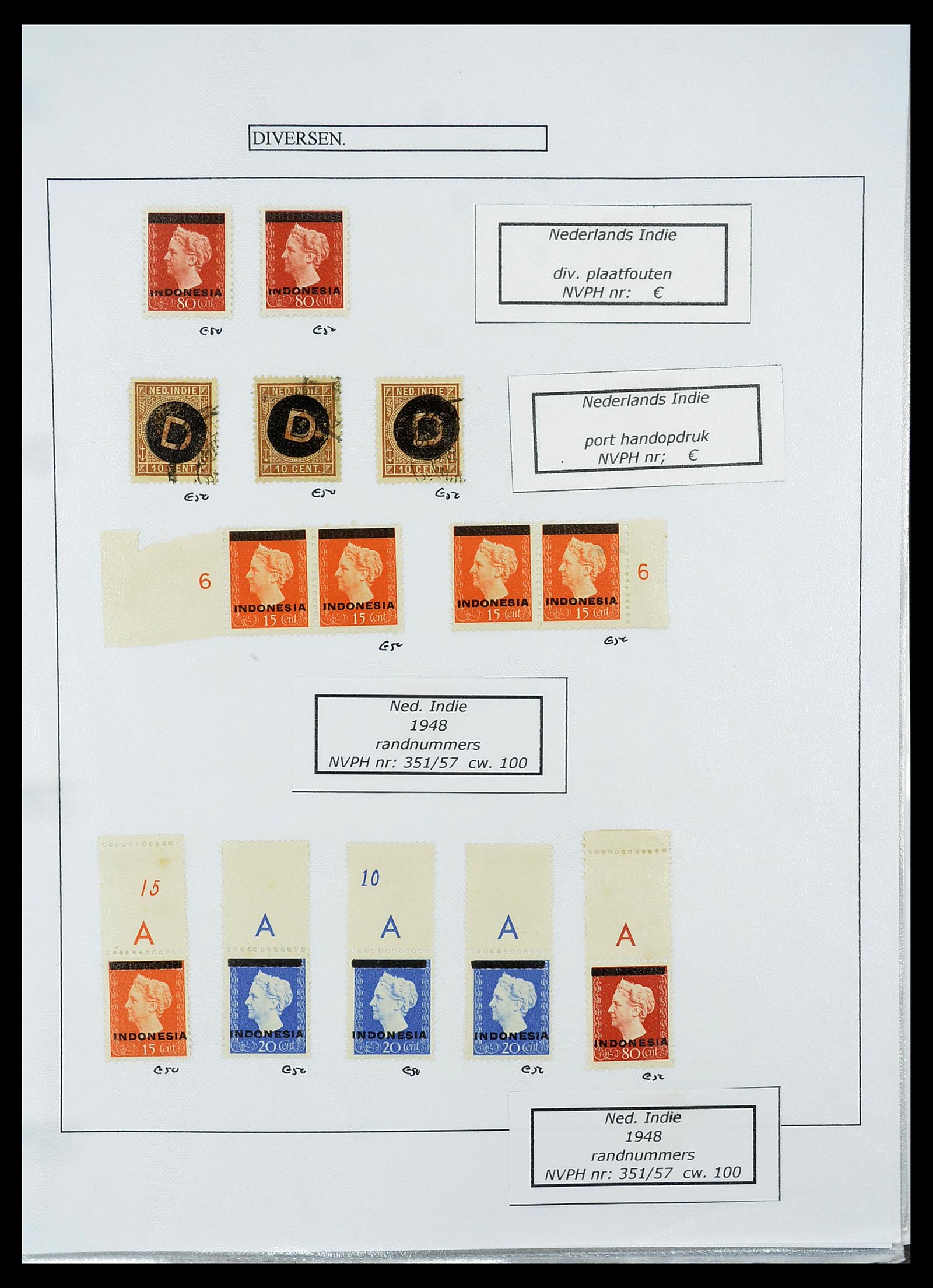 34662 079 - Stamp Collection 34662 Dutch east Indies cancels 1873-1948.