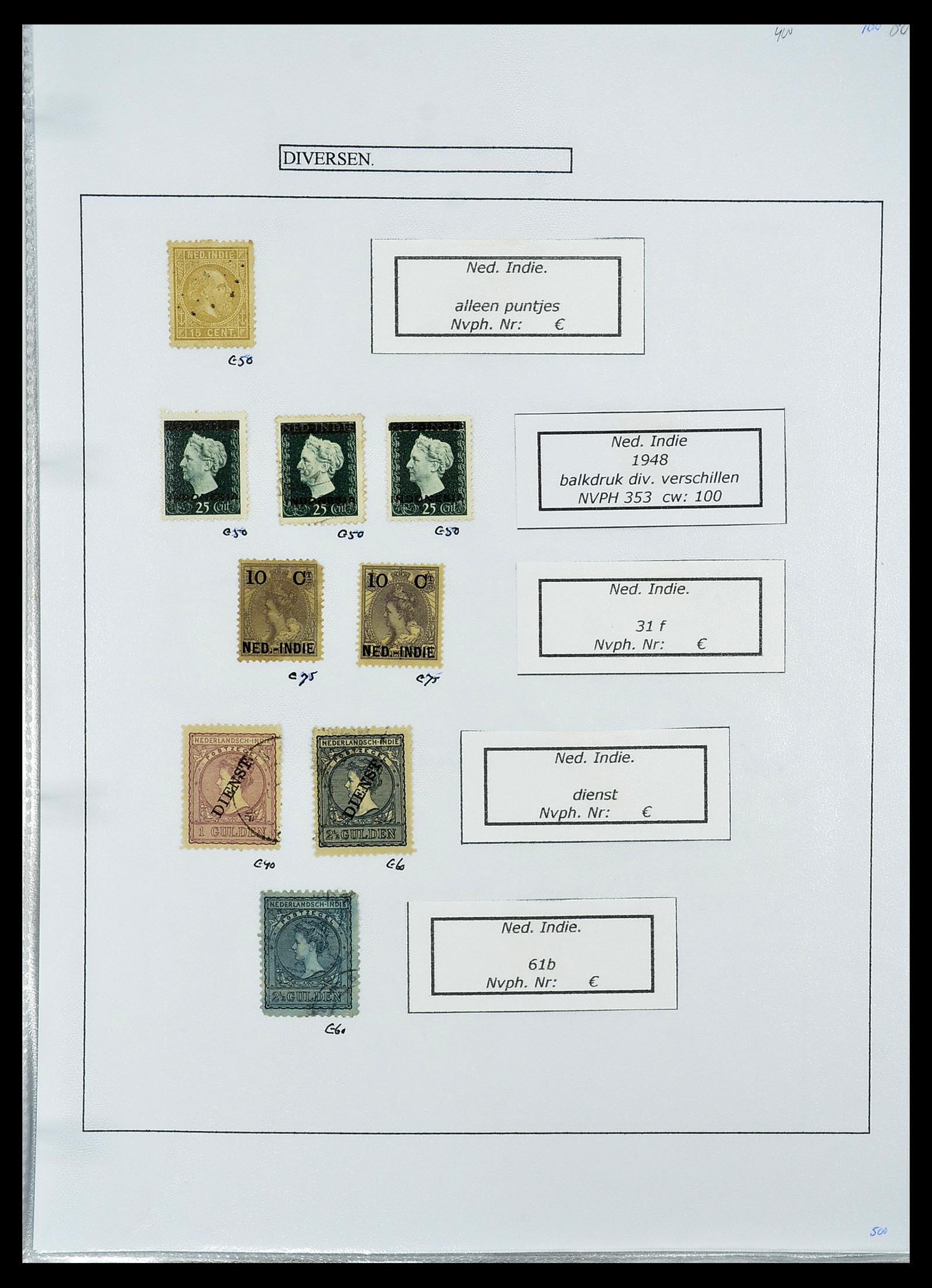 34662 087 - Stamp Collection 34662 Dutch east Indies cancels 1873-1948.