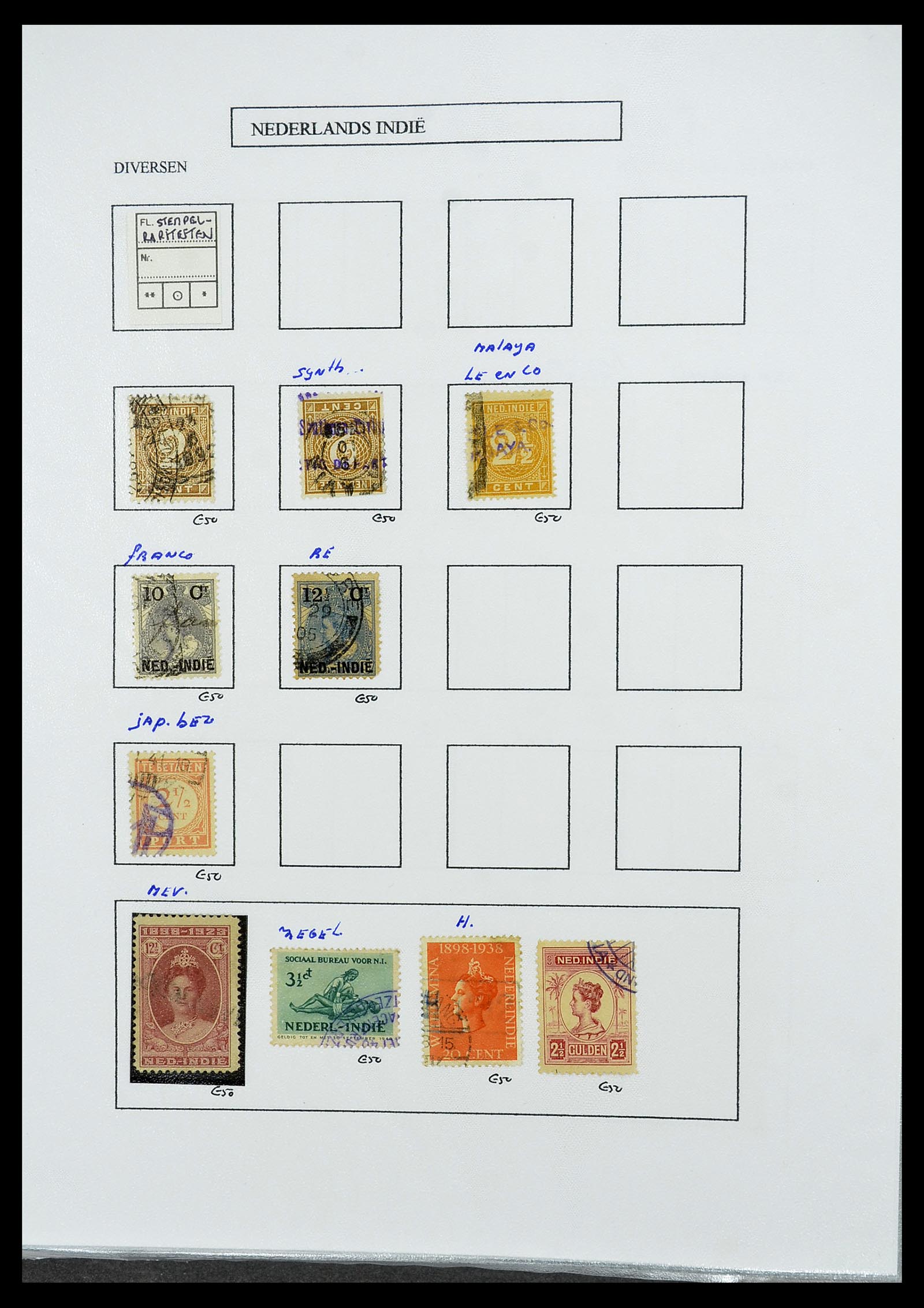 34662 090 - Stamp Collection 34662 Dutch east Indies cancels 1873-1948.