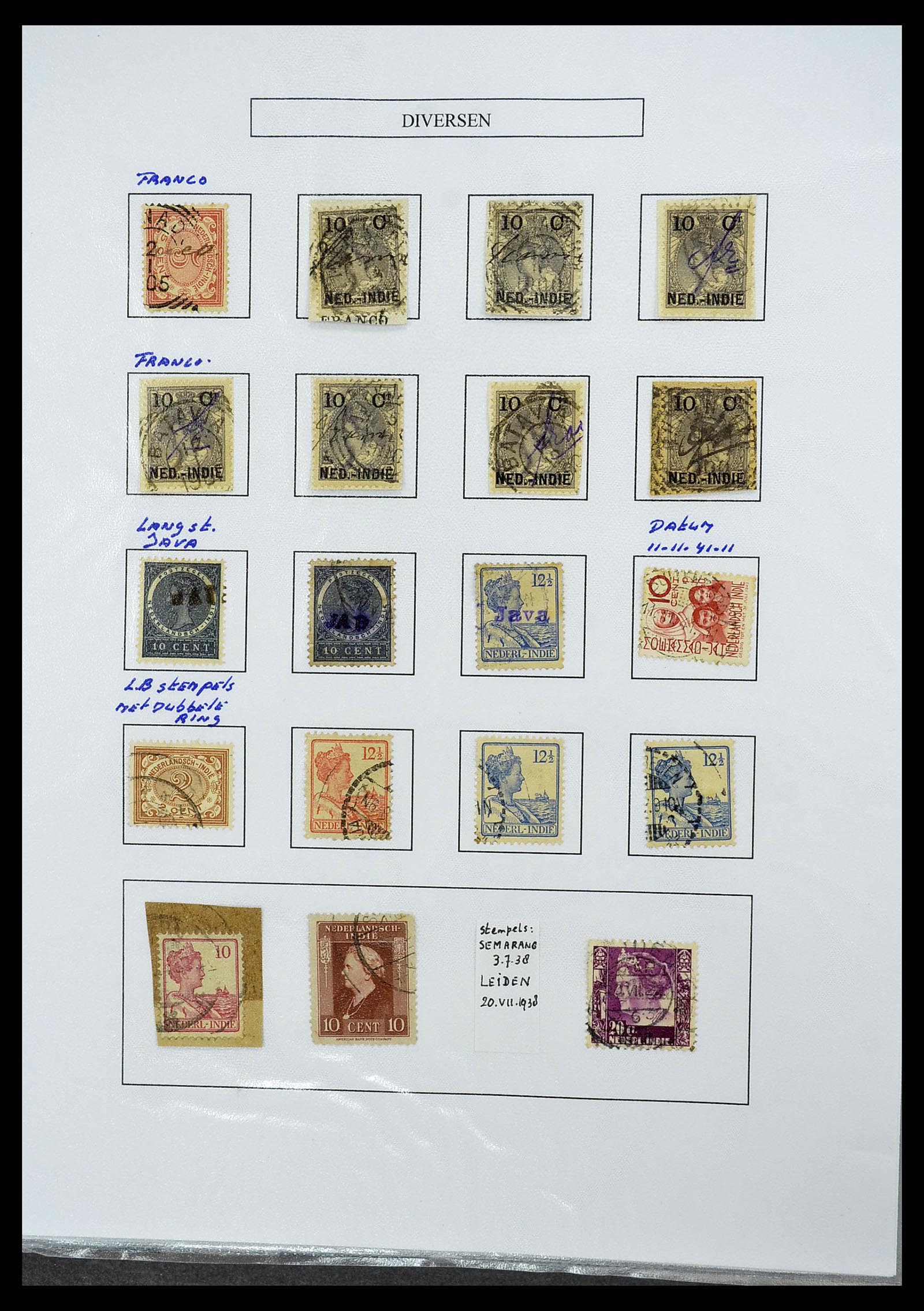 34662 092 - Stamp Collection 34662 Dutch east Indies cancels 1873-1948.