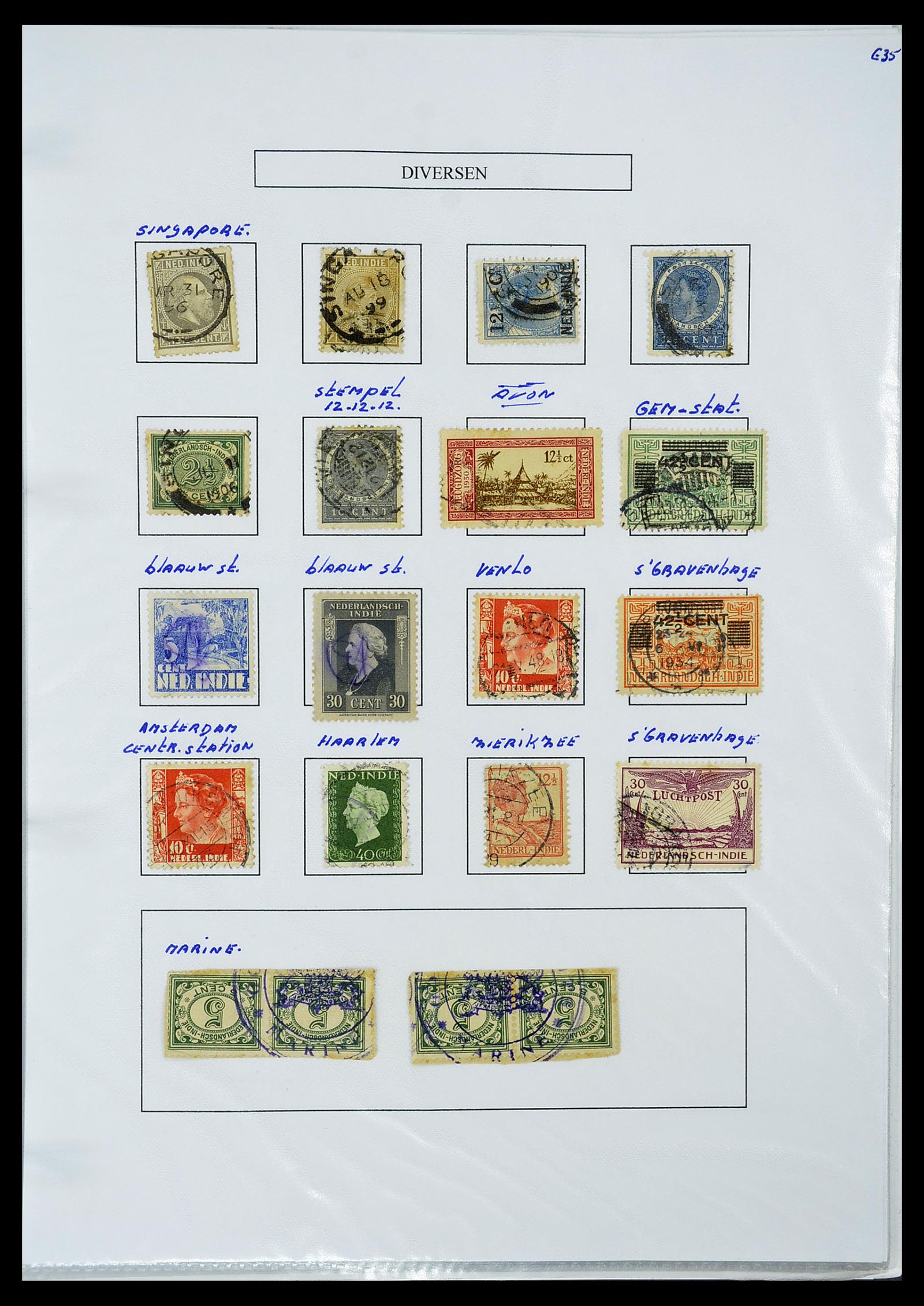 34662 093 - Stamp Collection 34662 Dutch east Indies cancels 1873-1948.