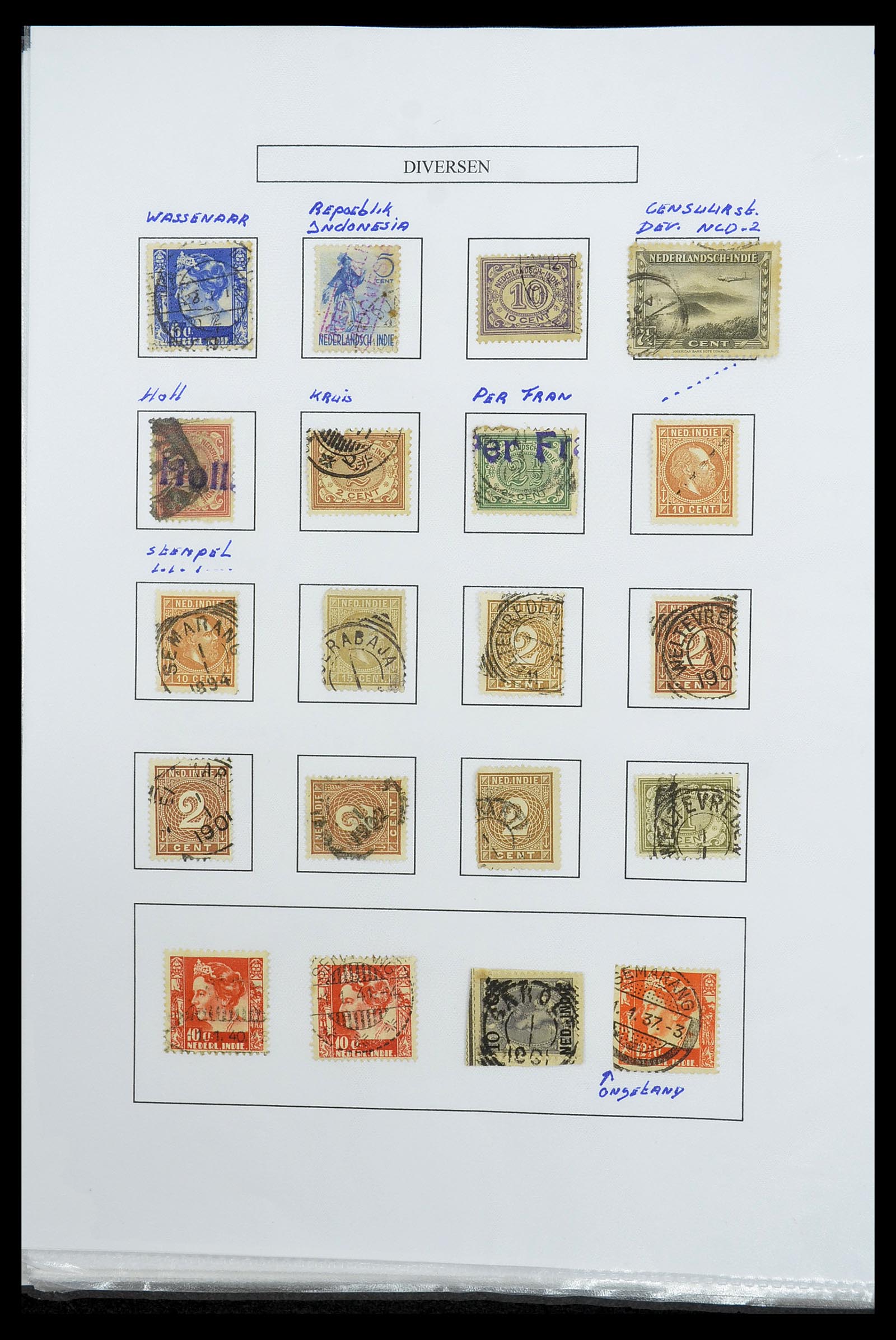 34662 094 - Stamp Collection 34662 Dutch east Indies cancels 1873-1948.